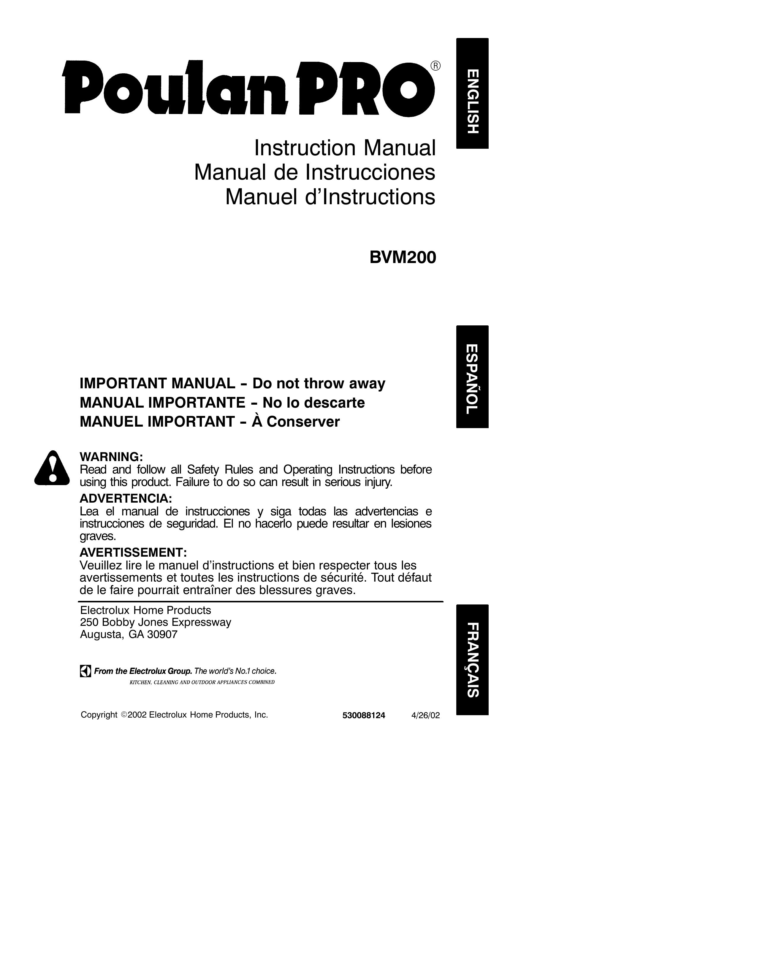 Poulan 530088124 Blower User Manual