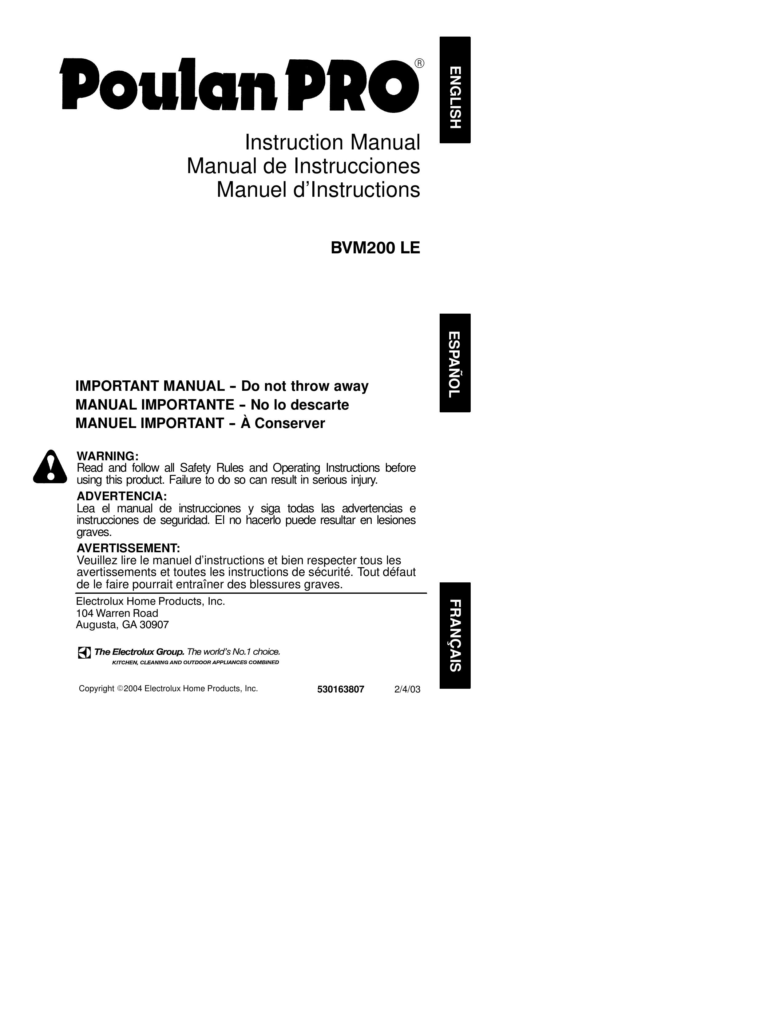 Poulan 530163807 Blower User Manual
