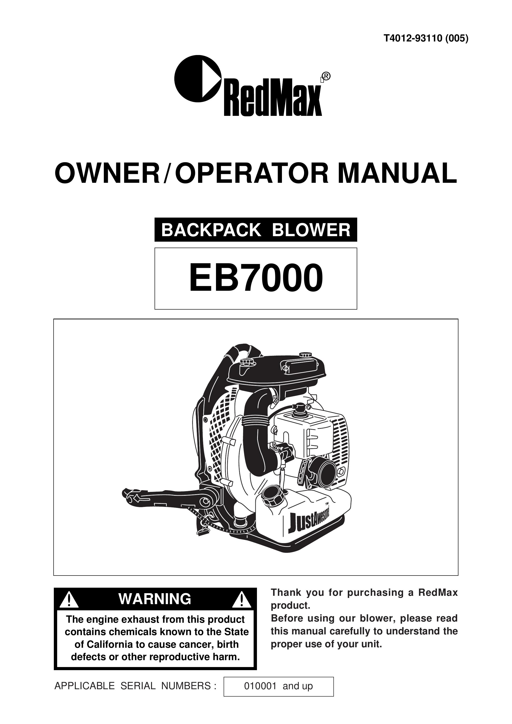 RedMax EB7000 Blower User Manual