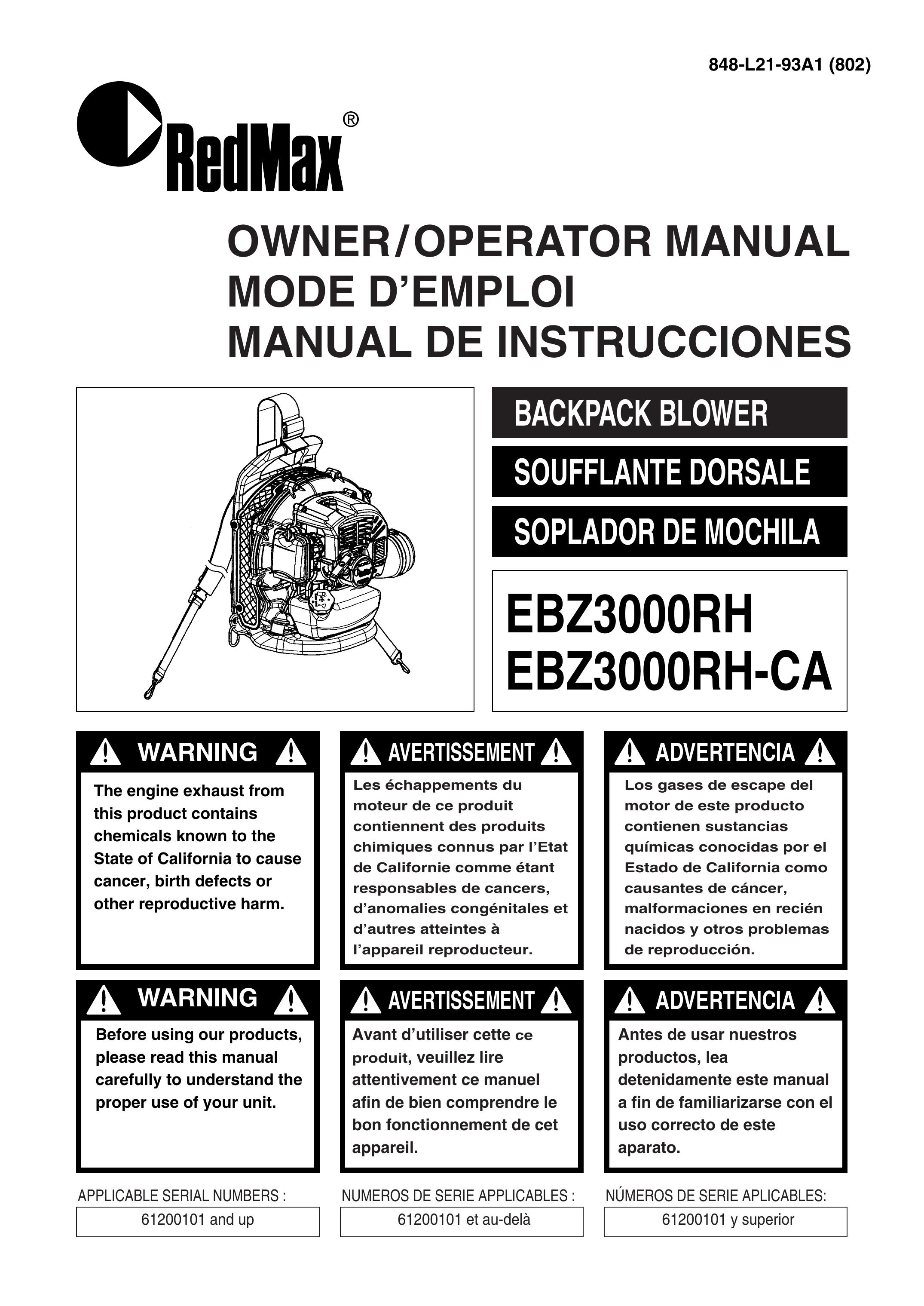 RedMax EBZ3000RH Blower User Manual