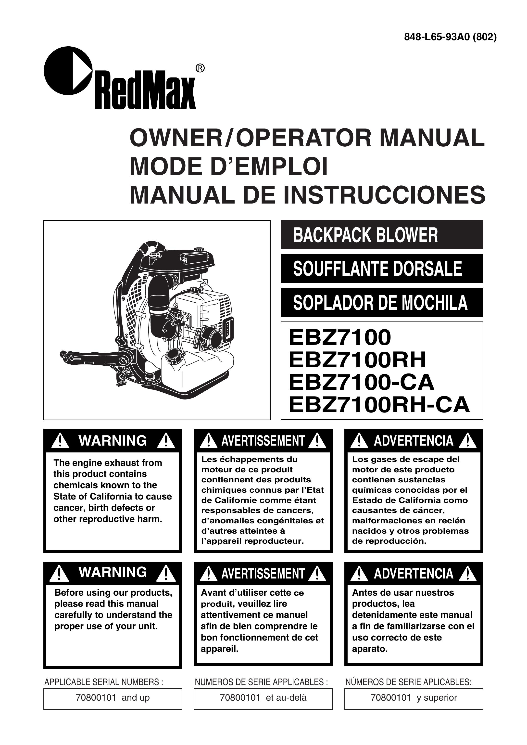 RedMax EBZ7100 Blower User Manual