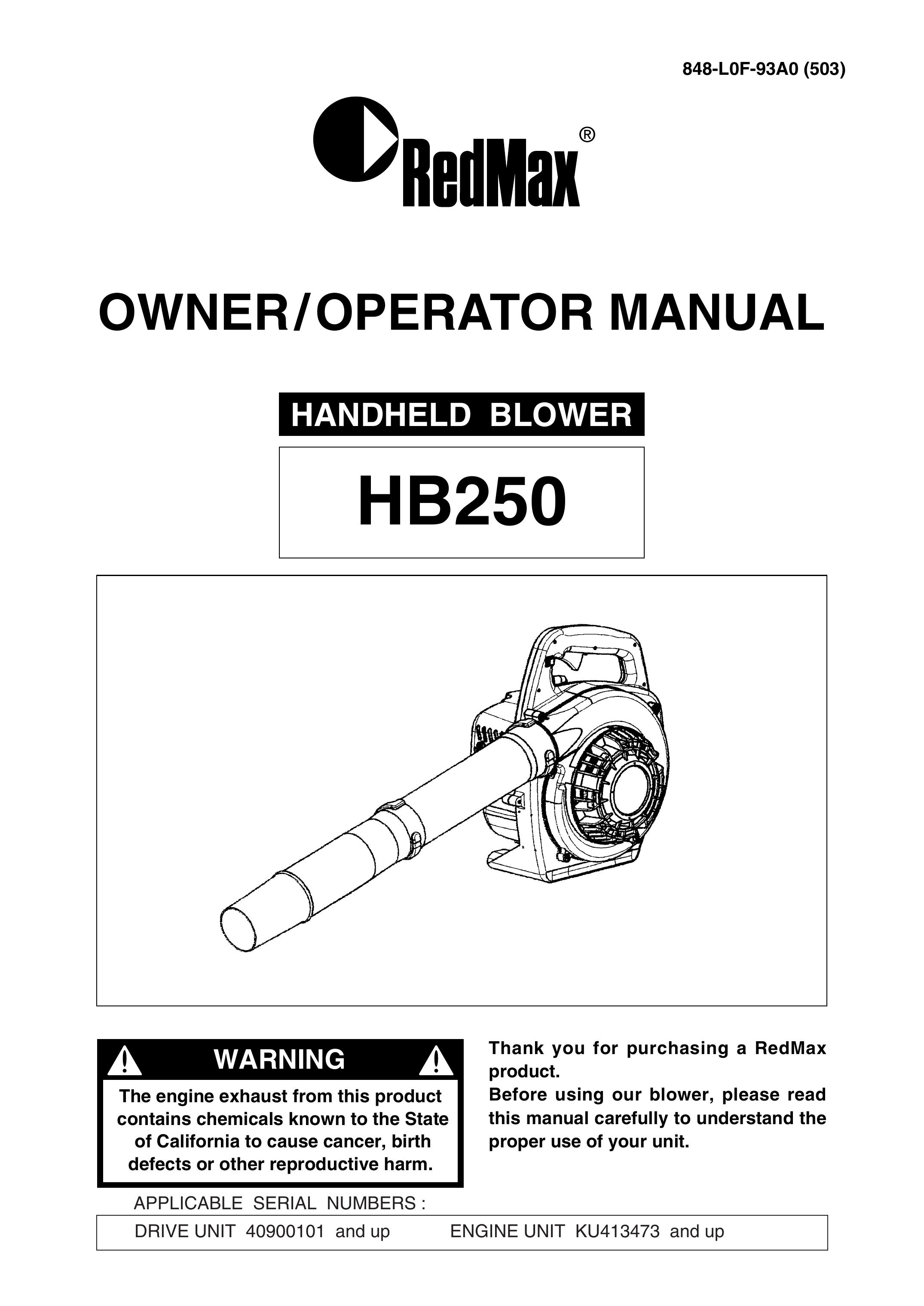 RedMax HB250 Blower User Manual