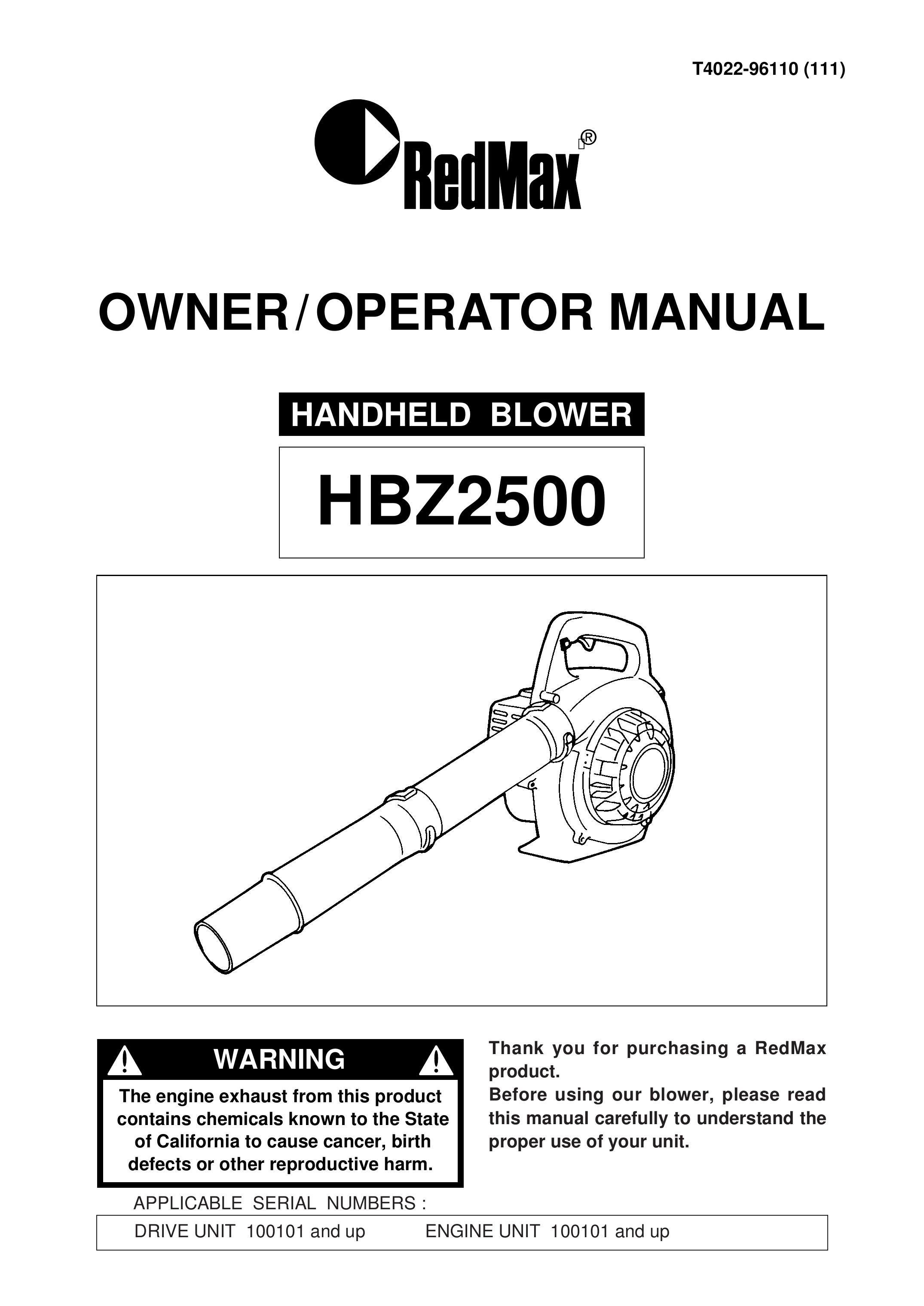 RedMax HBZ2500 Blower User Manual