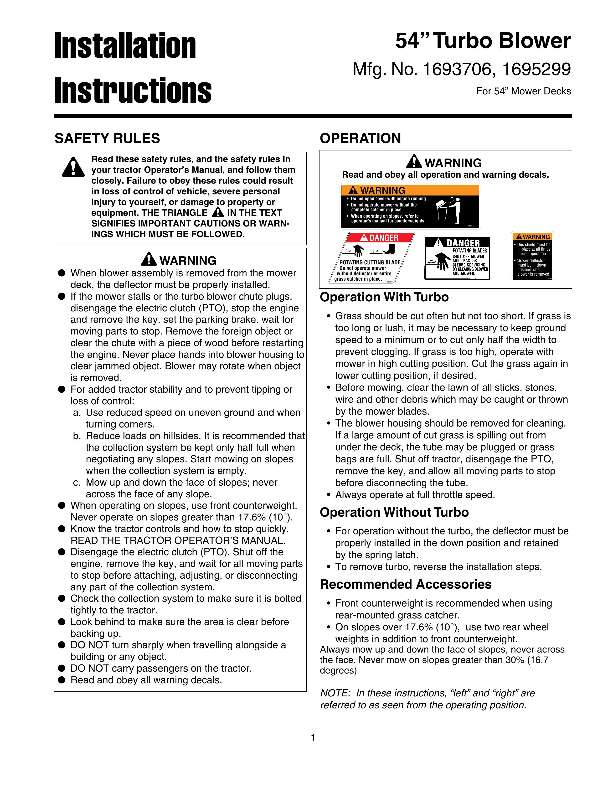 Snapper 1693706 Blower User Manual