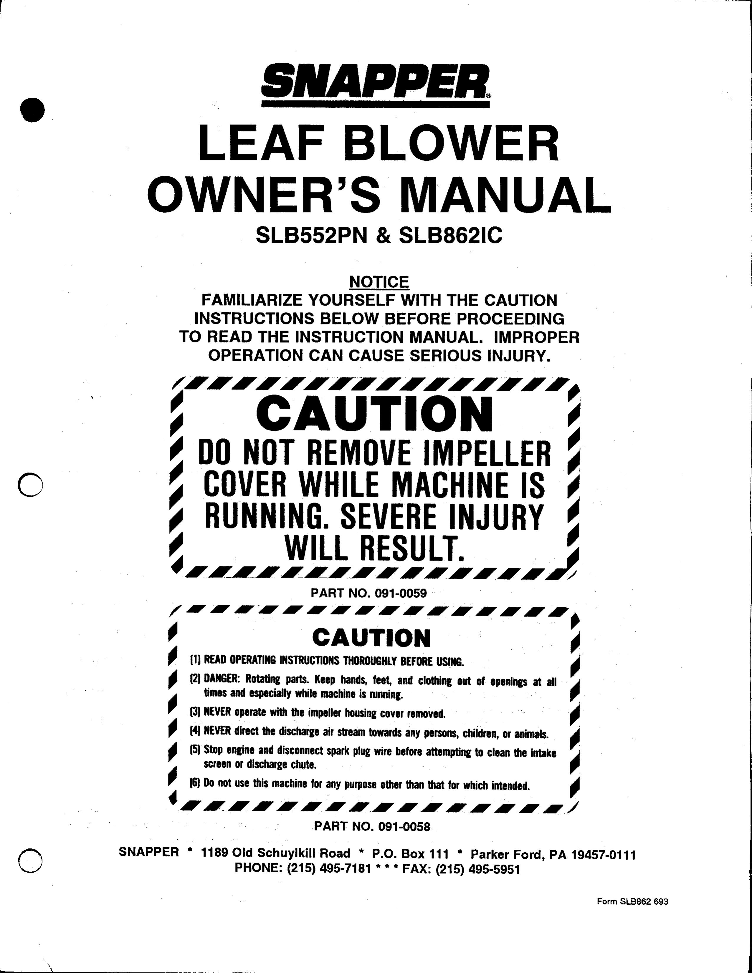 Snapper SLB552PN Blower User Manual