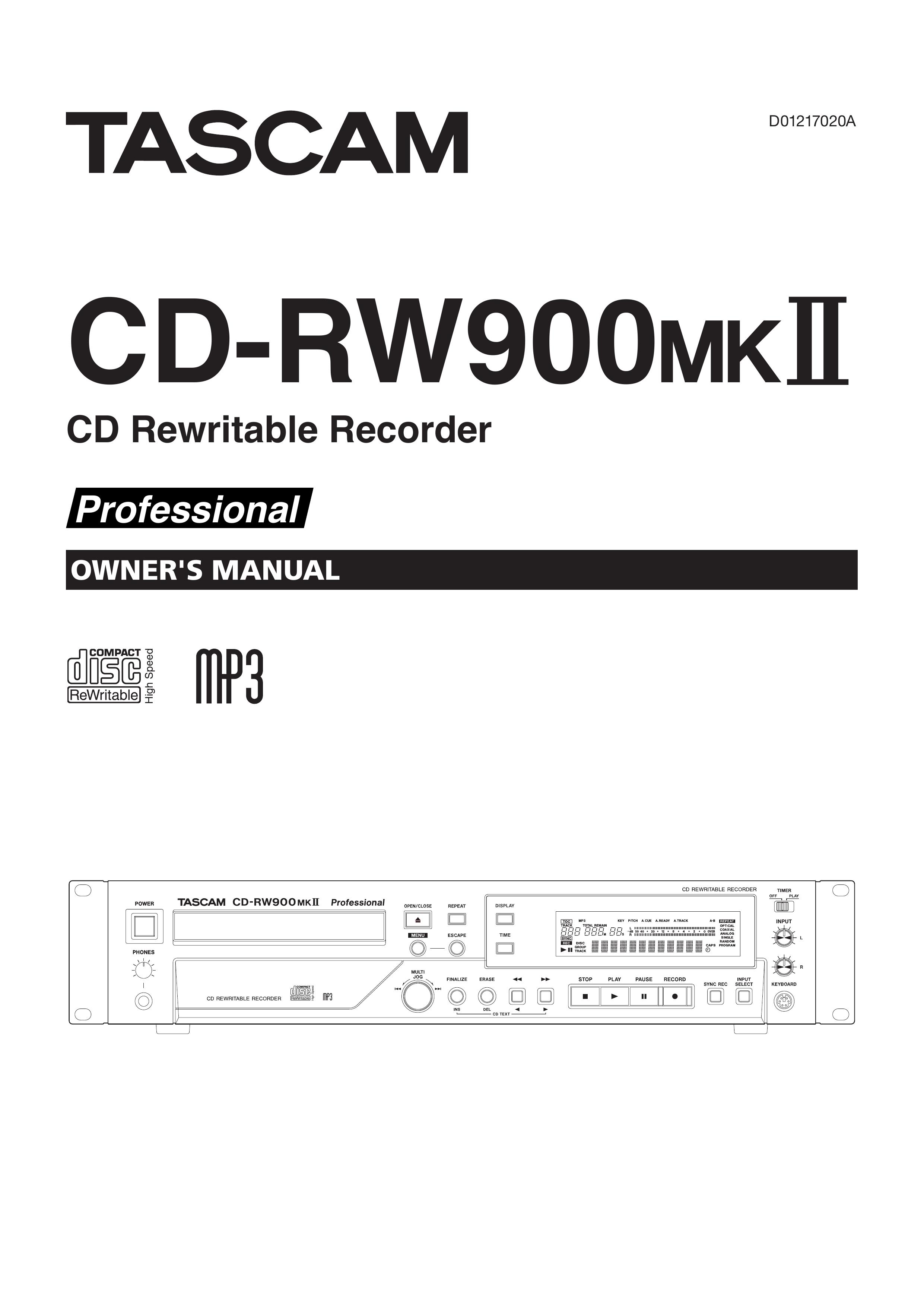Tascam cd-rw900mkII Blower User Manual