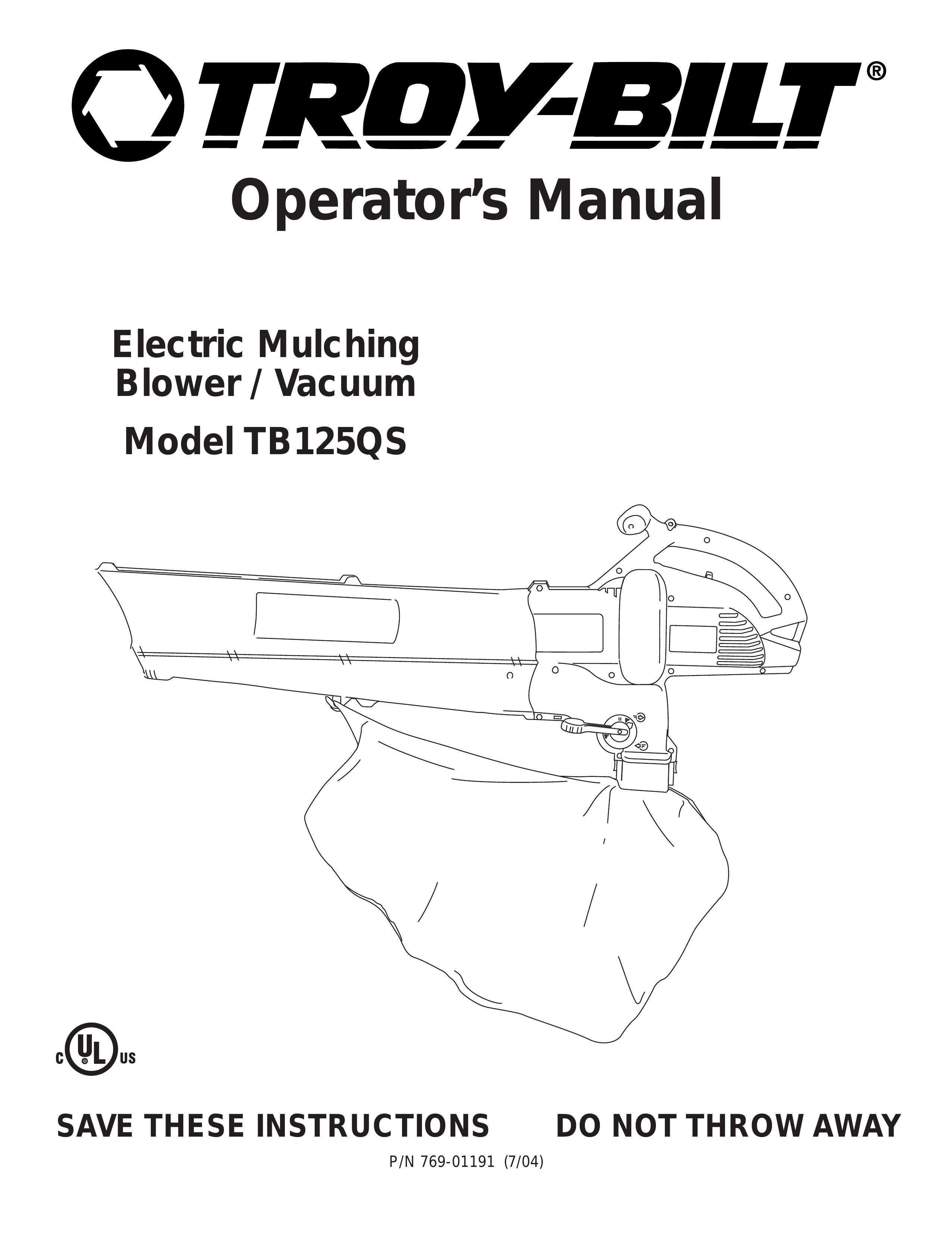 Troy-Bilt TB125QS Blower User Manual