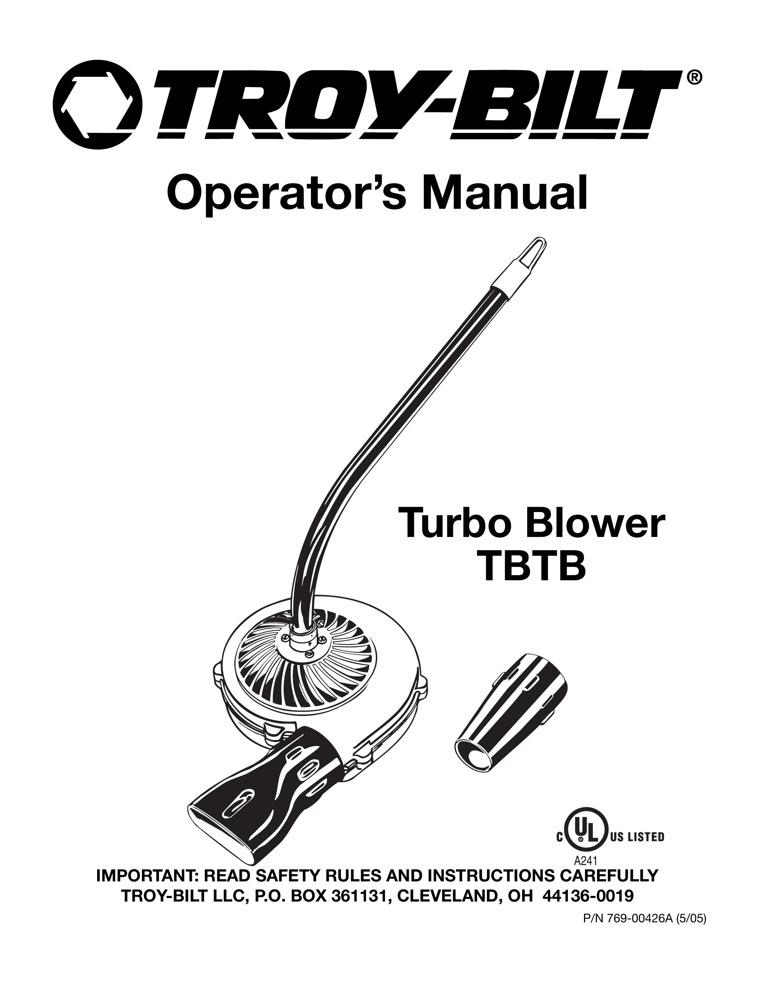 Troy-Bilt TBTB Blower User Manual