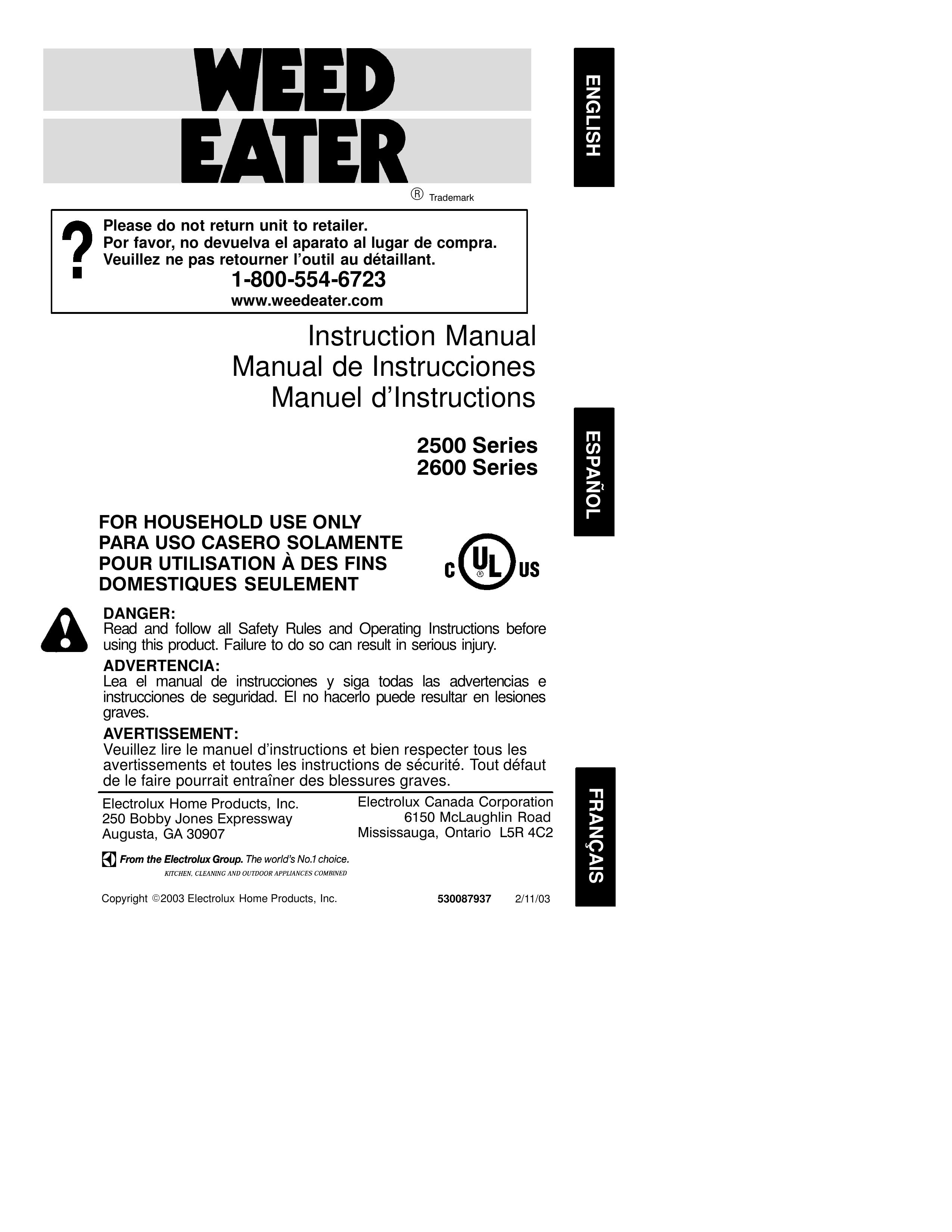 Weed Eater 2560 Blower User Manual