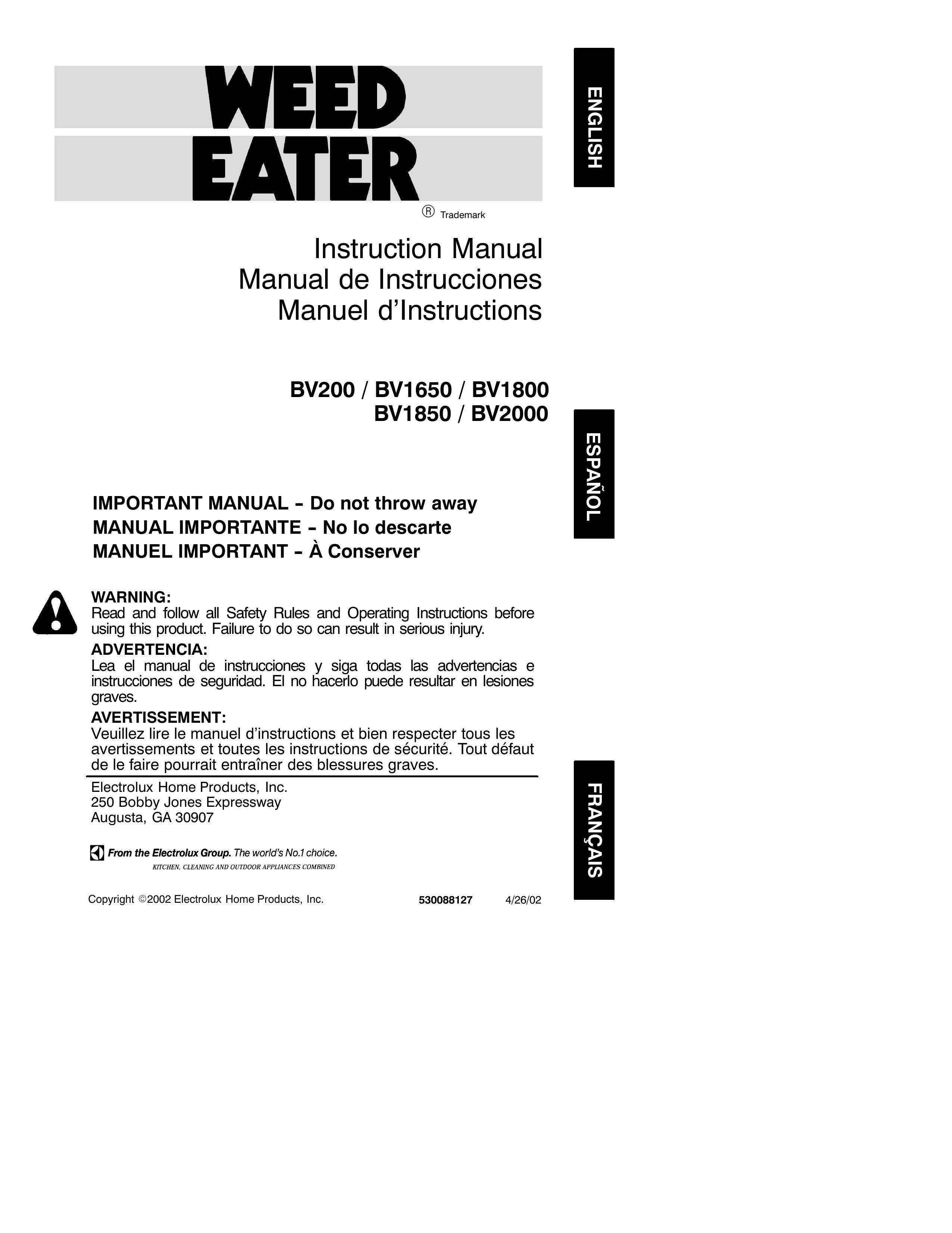 Weed Eater 530088127 Blower User Manual