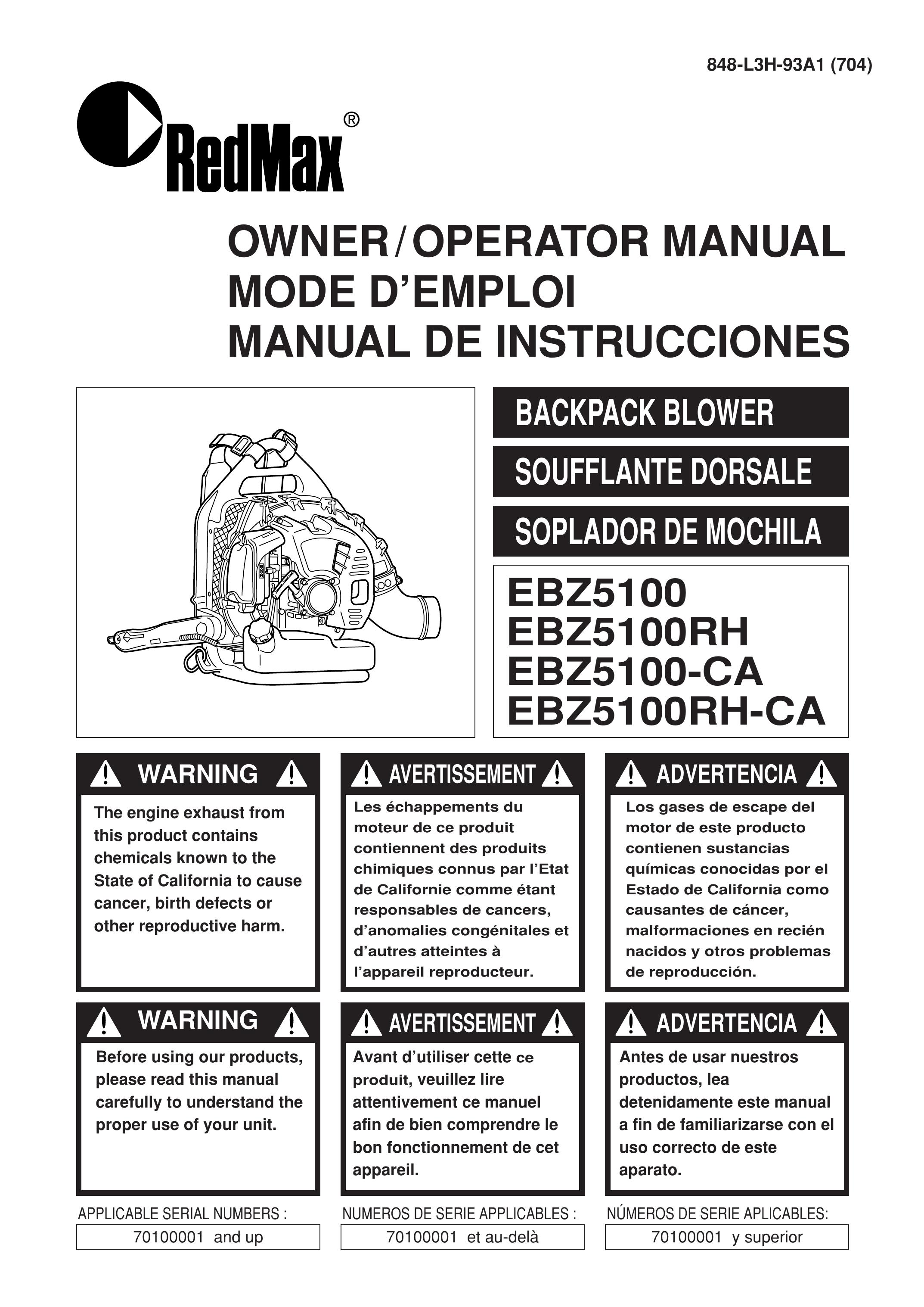 Zenoah EBZ100-CA Blower User Manual