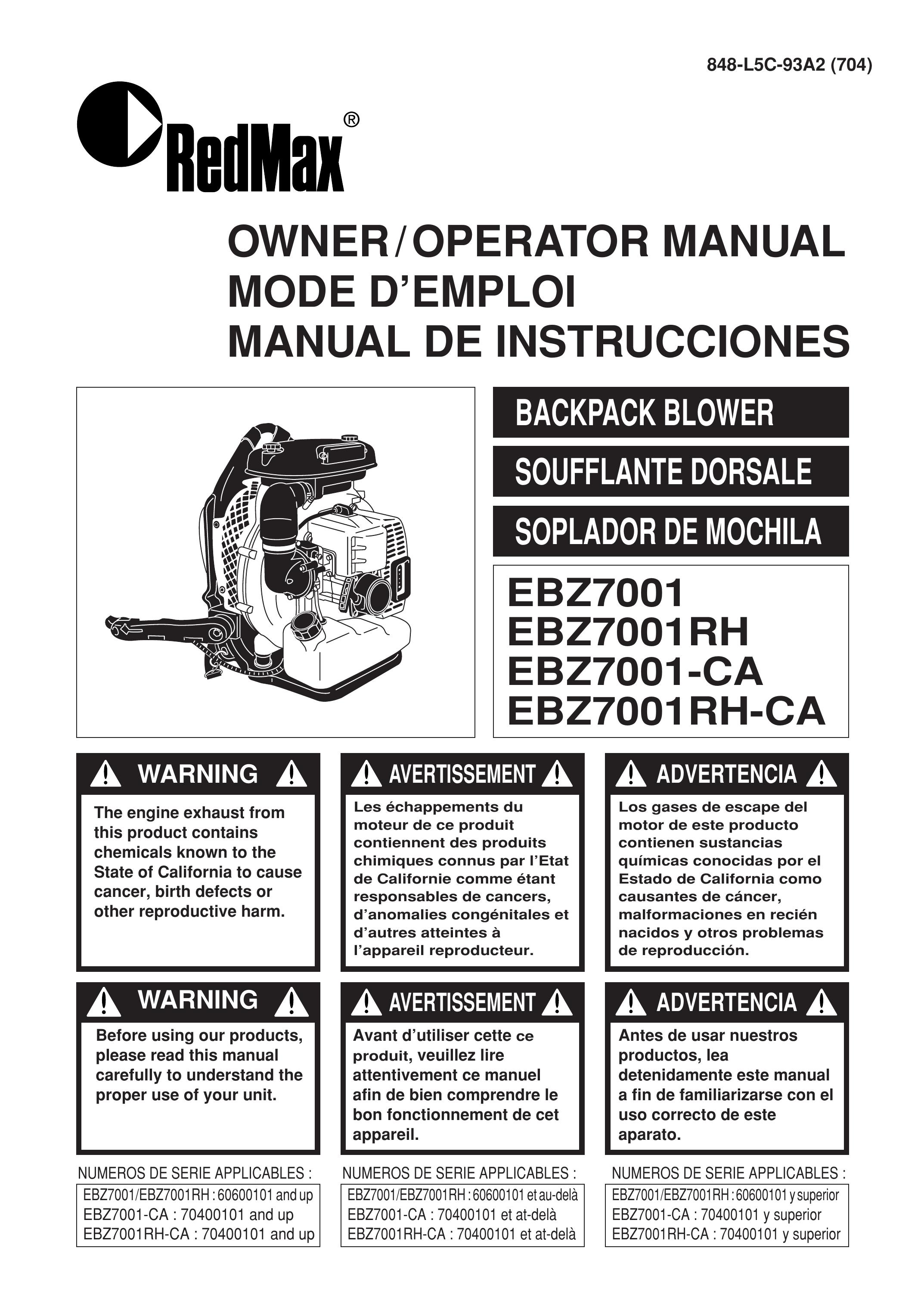 Zenoah EBZ7001RH Blower User Manual