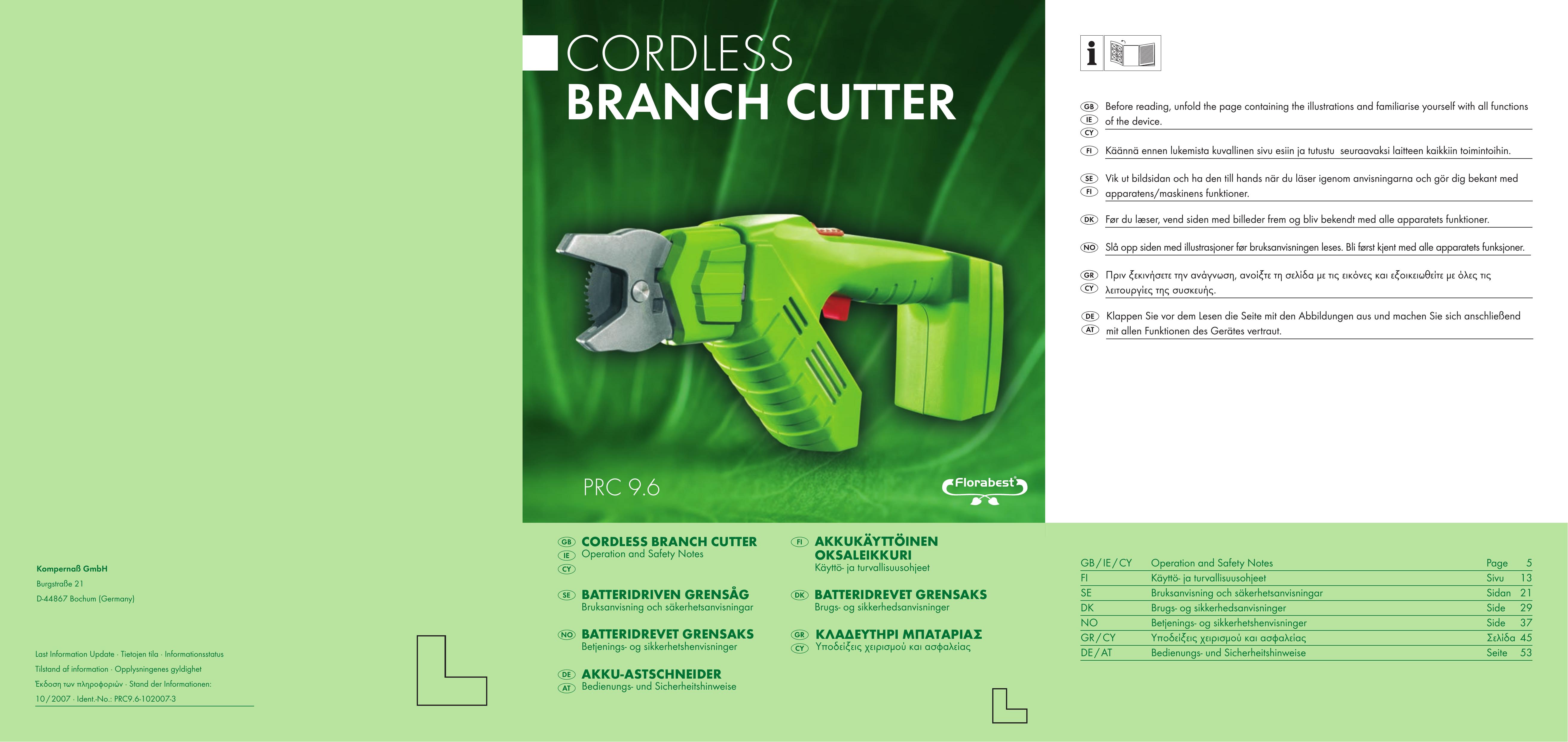 Bench PRC 9.6 Brush Cutter User Manual