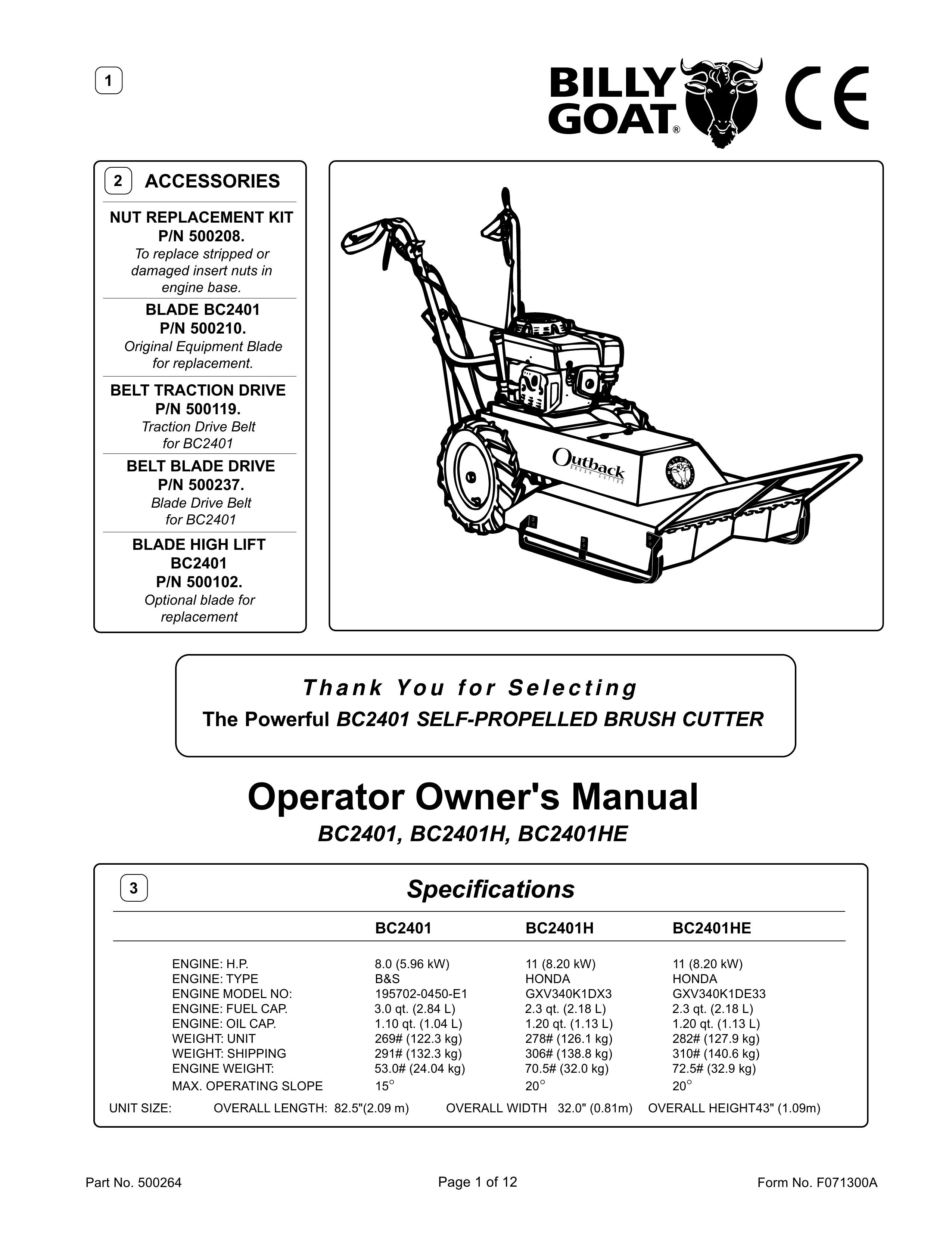 Billy Goat BC2401H Brush Cutter User Manual