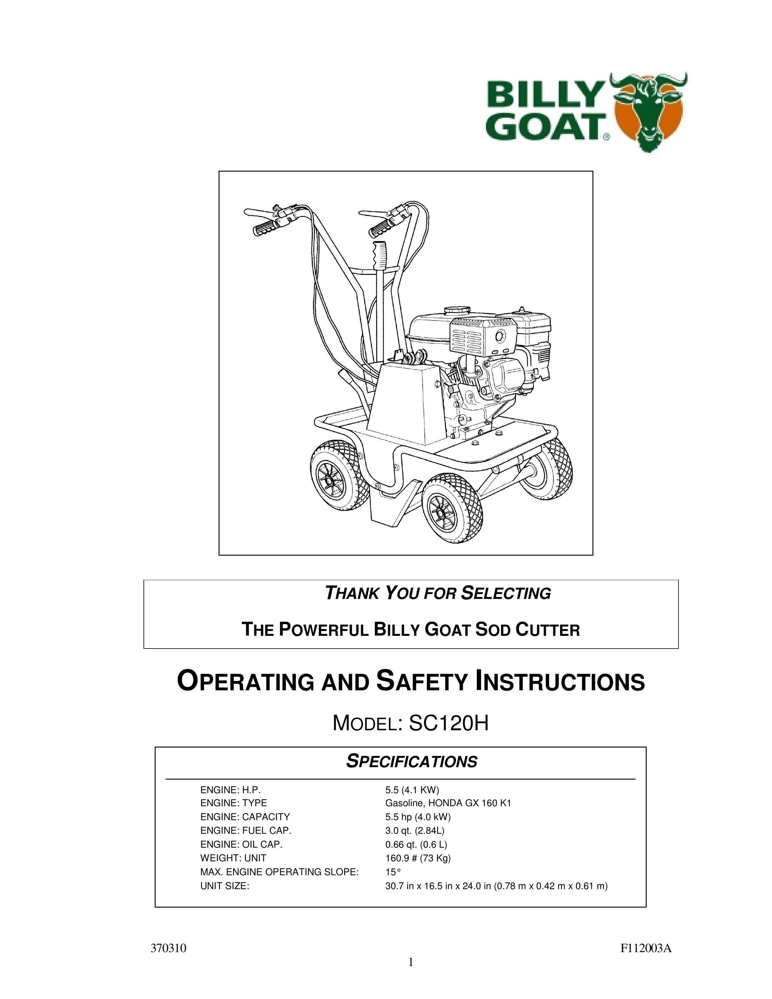 Billy Goat SC120H Brush Cutter User Manual