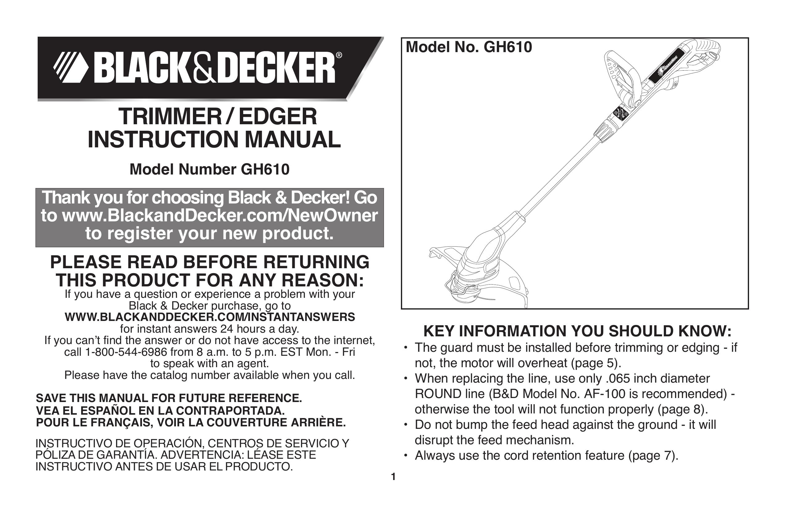 Black & Decker GH610 Brush Cutter User Manual