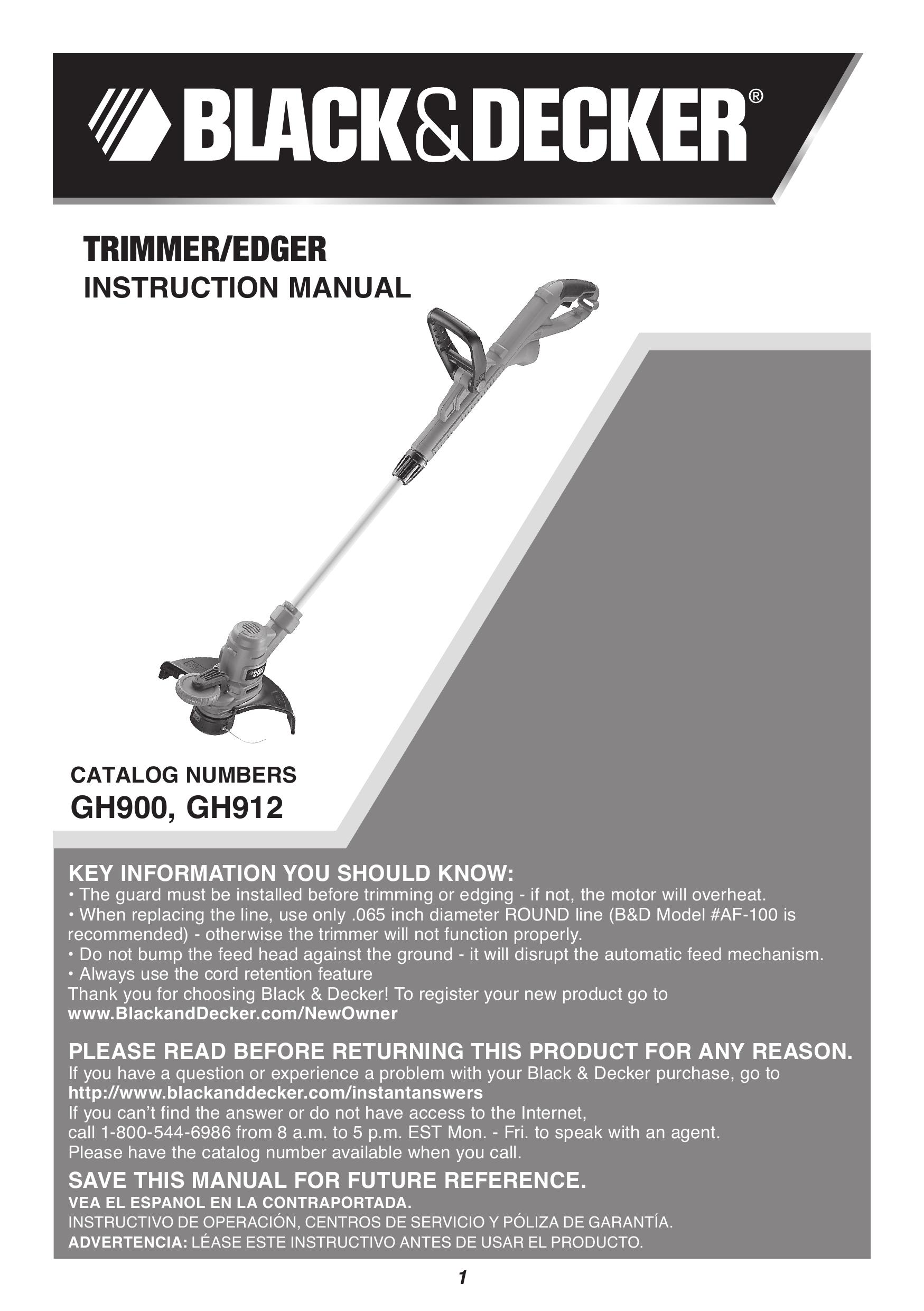 Black & Decker GH900 Brush Cutter User Manual
