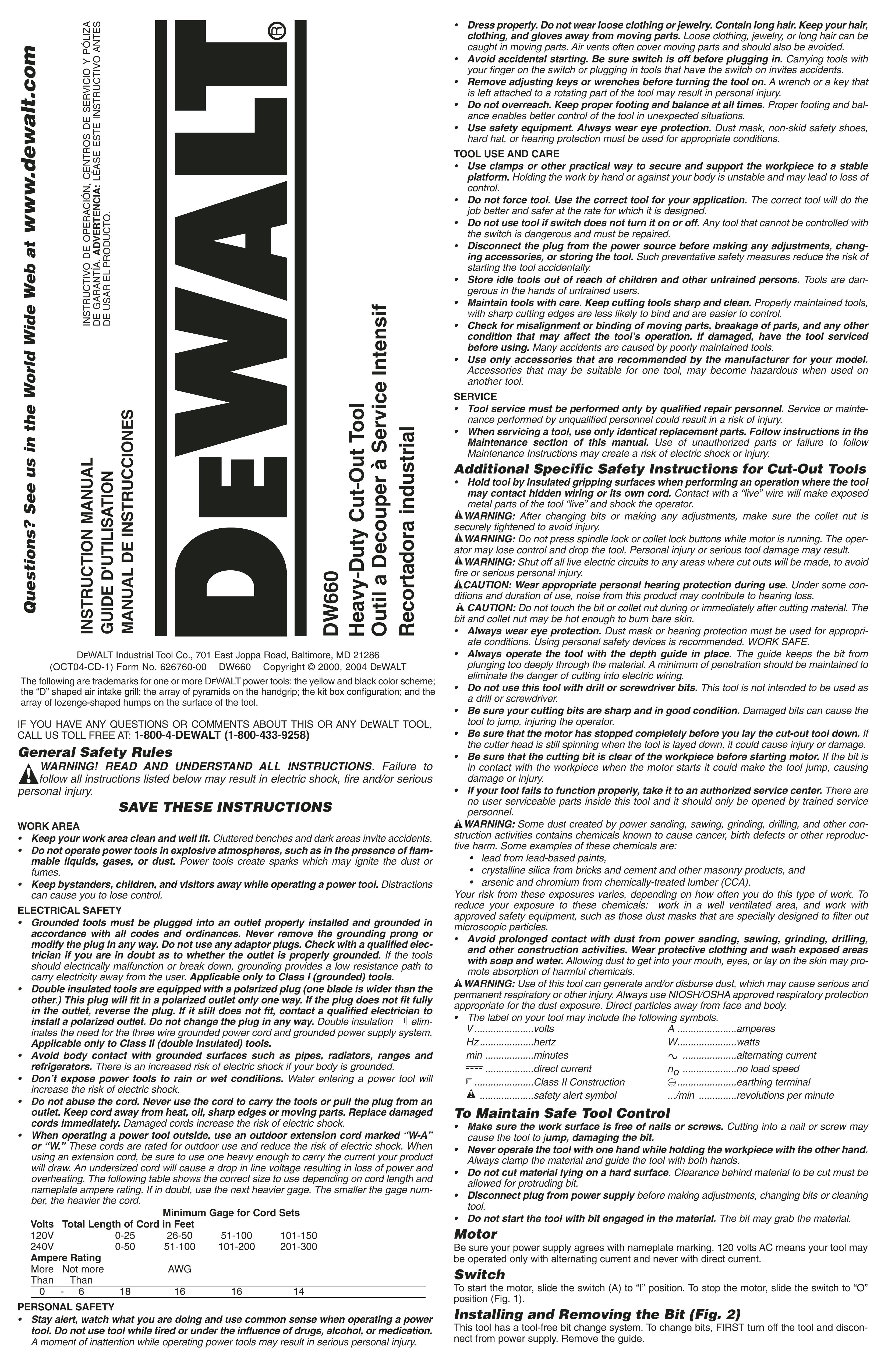 DeWalt DW660 Brush Cutter User Manual