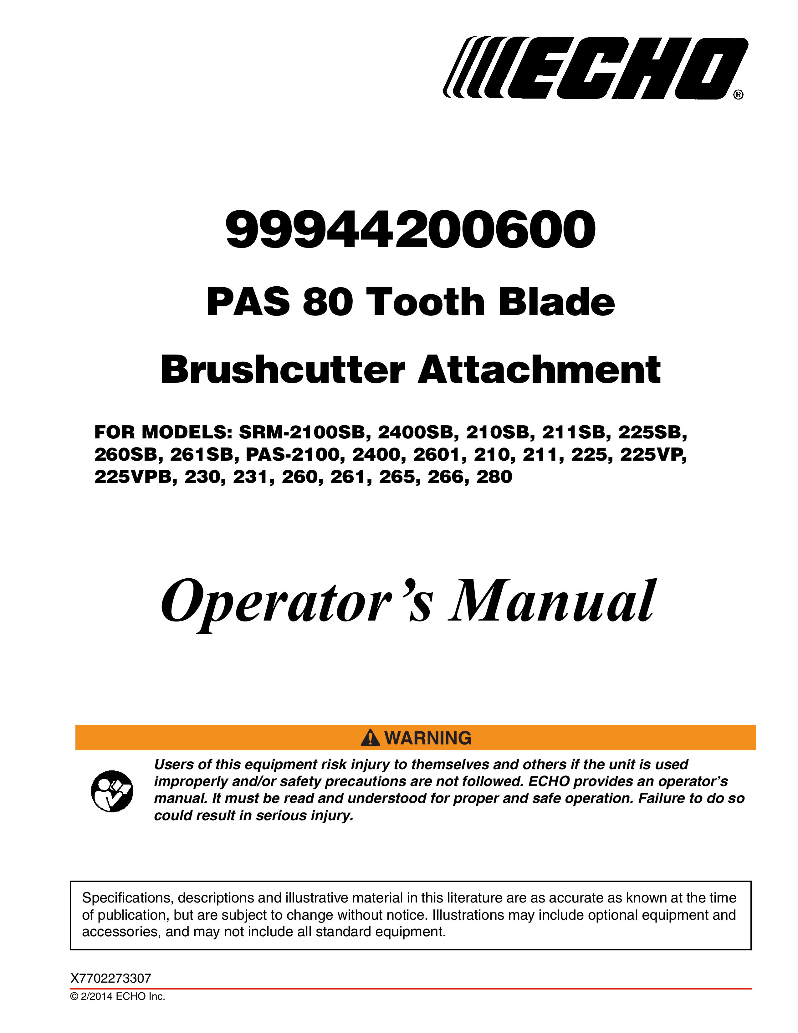 Echo 280 Brush Cutter User Manual
