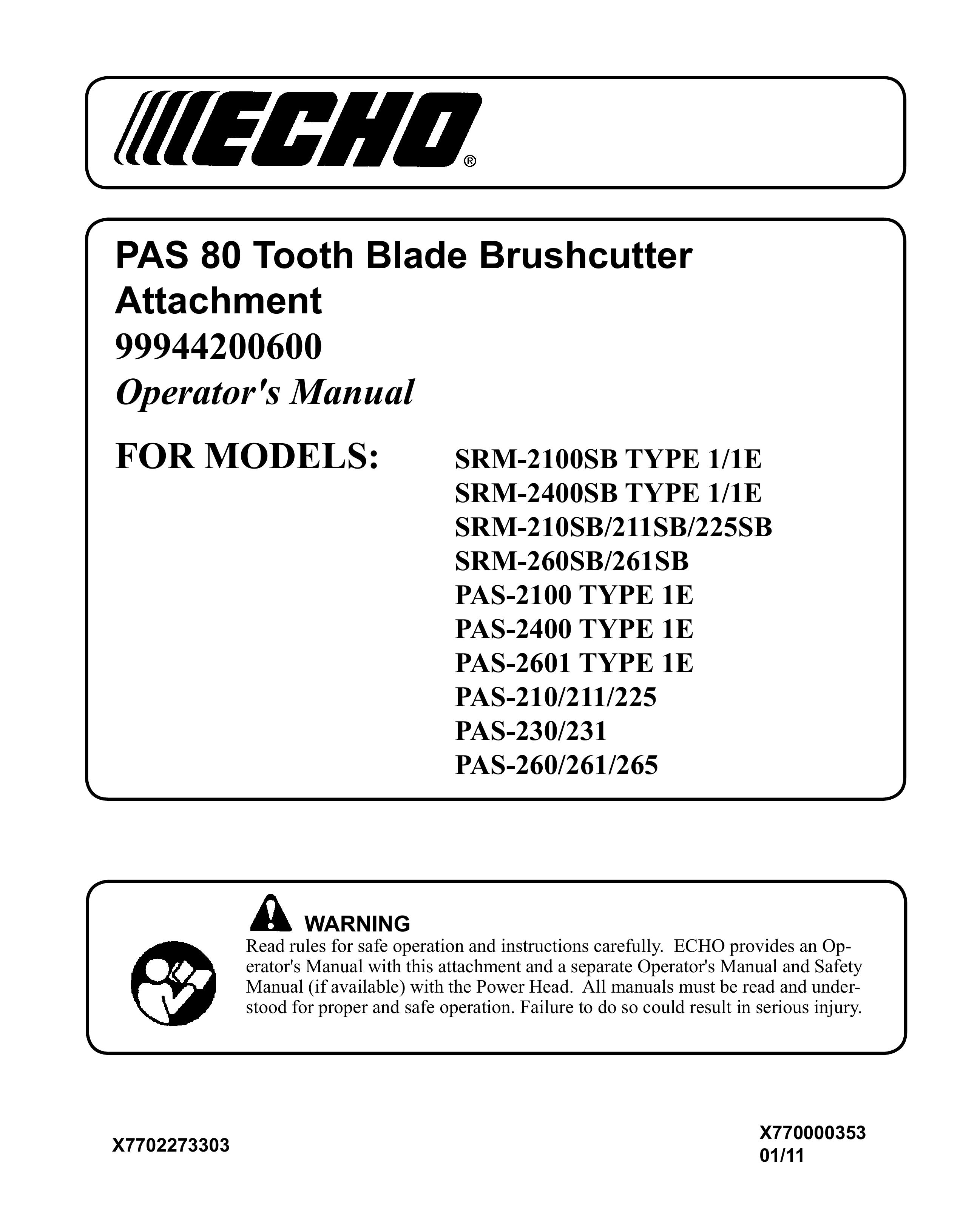 Echo SRM-2100SB TYPE 1/1E Brush Cutter User Manual