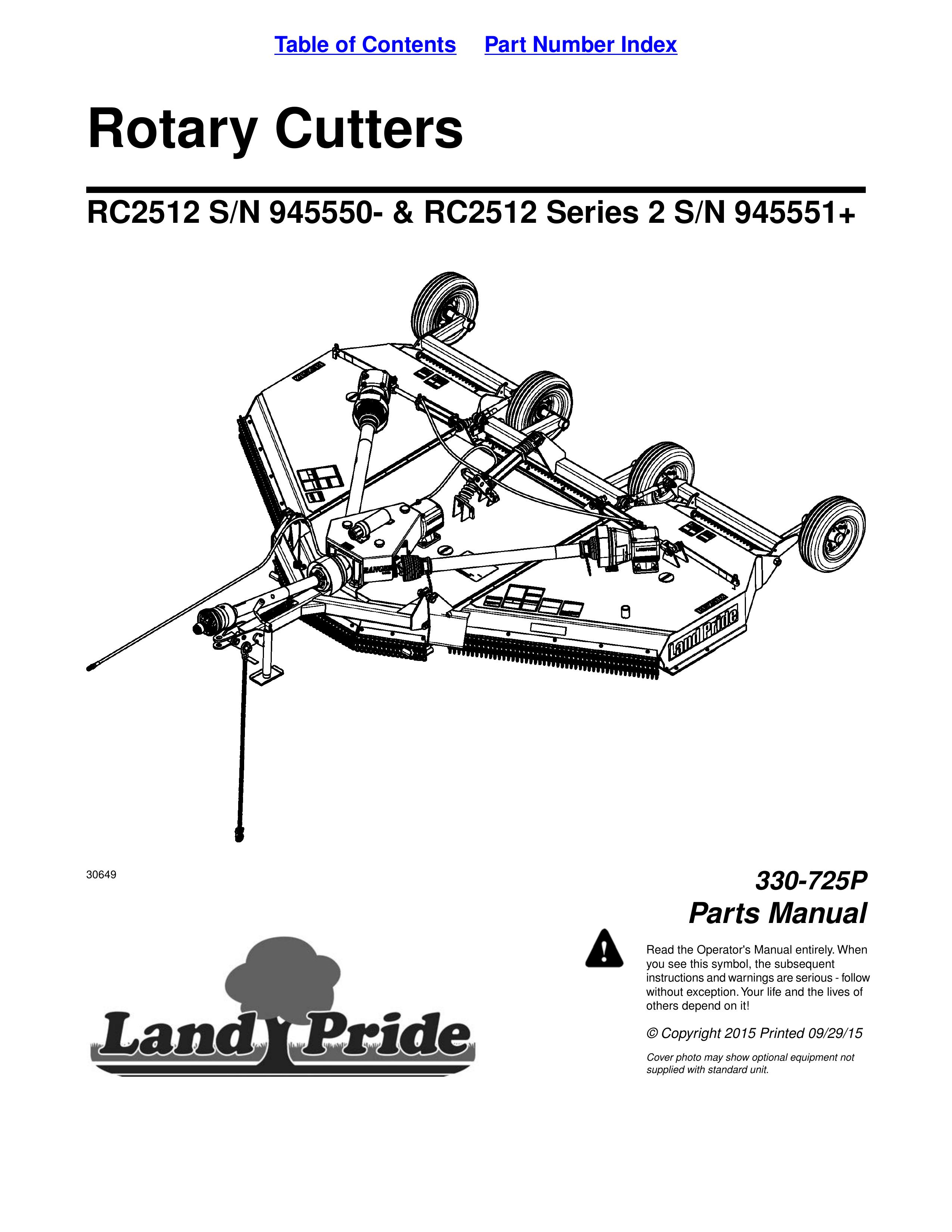 Land Pride RC2512 Series 2 Brush Cutter User Manual