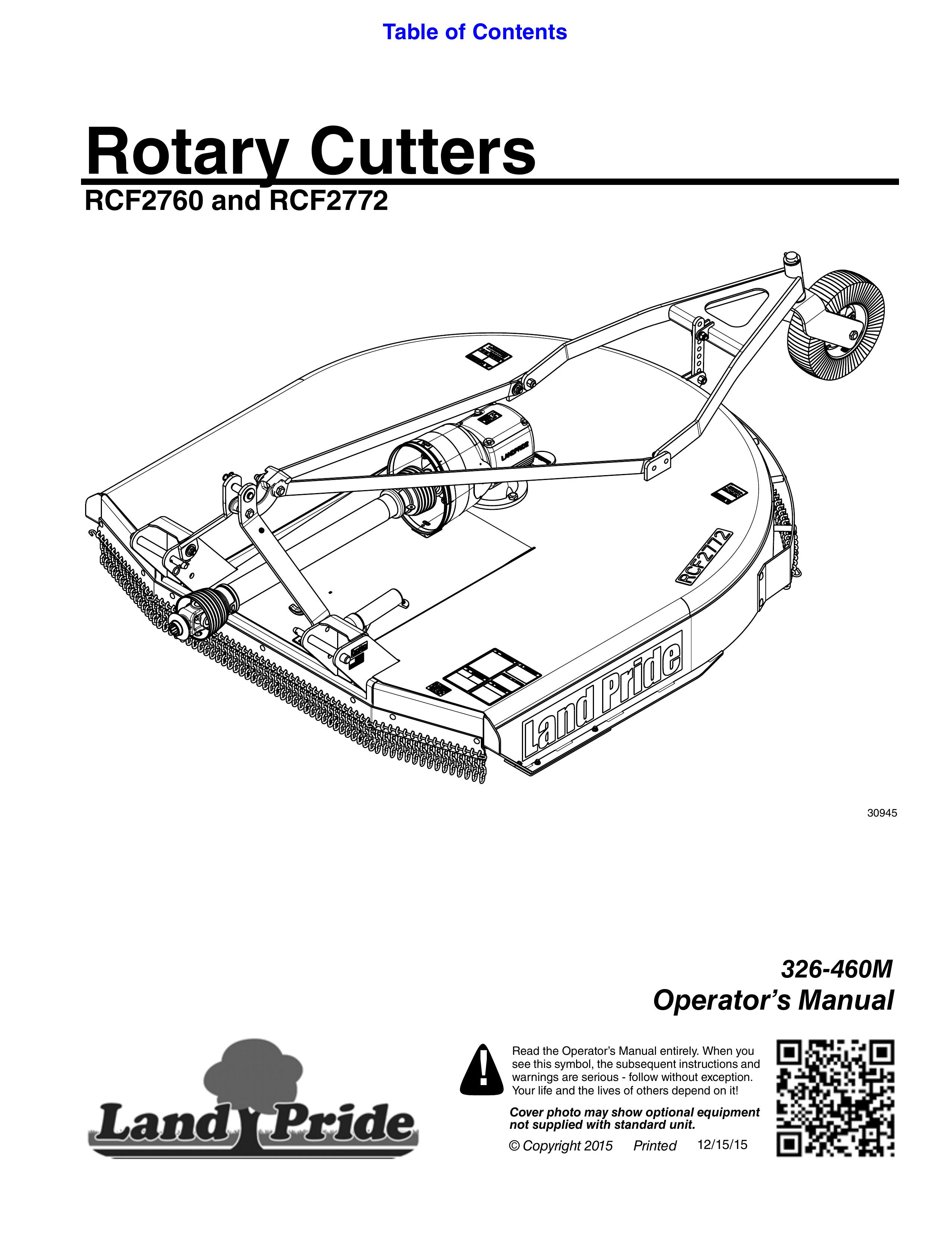 Land Pride RCF2760 and RCF2772 Brush Cutter User Manual