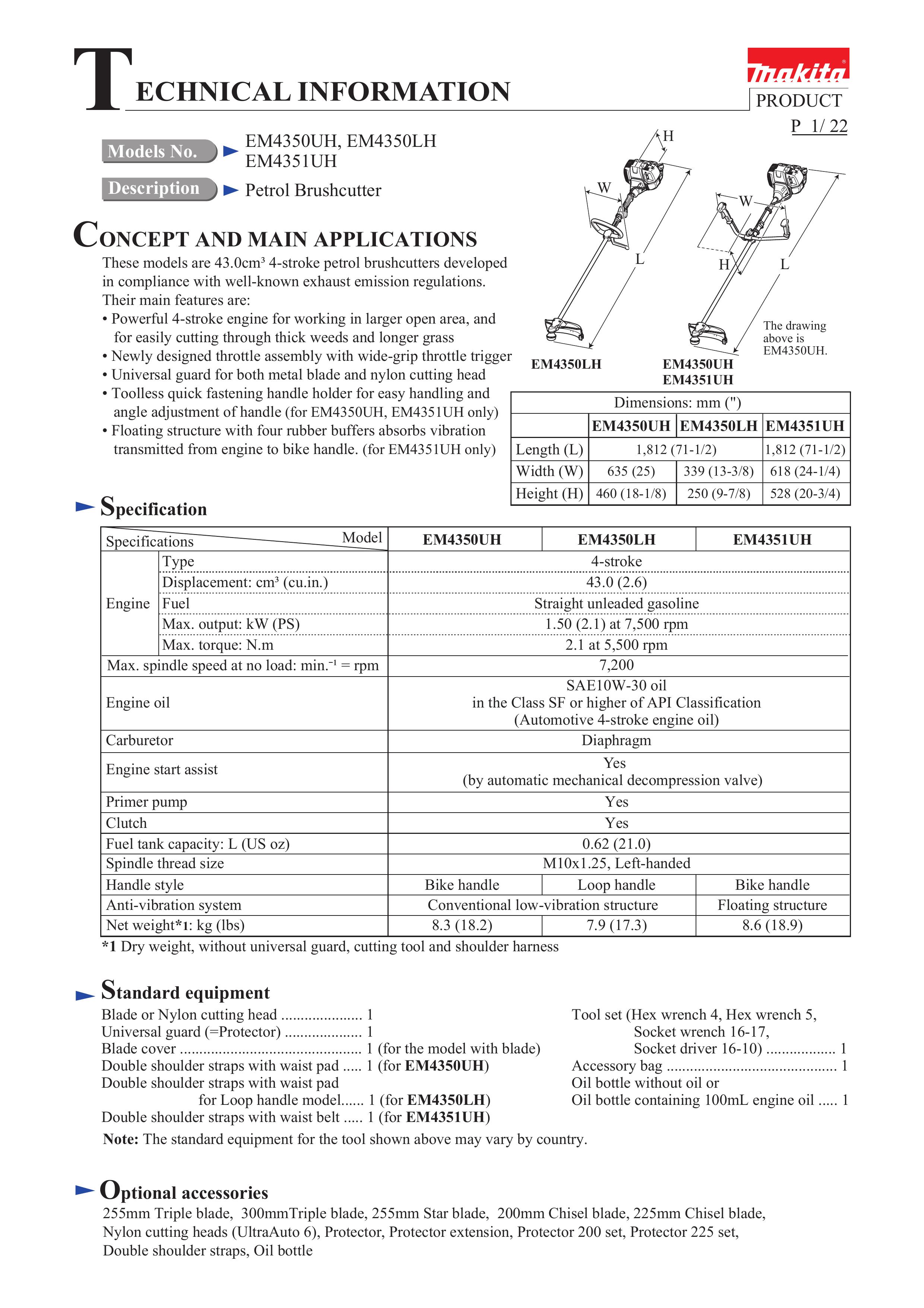 Makita EM4350UH Brush Cutter User Manual