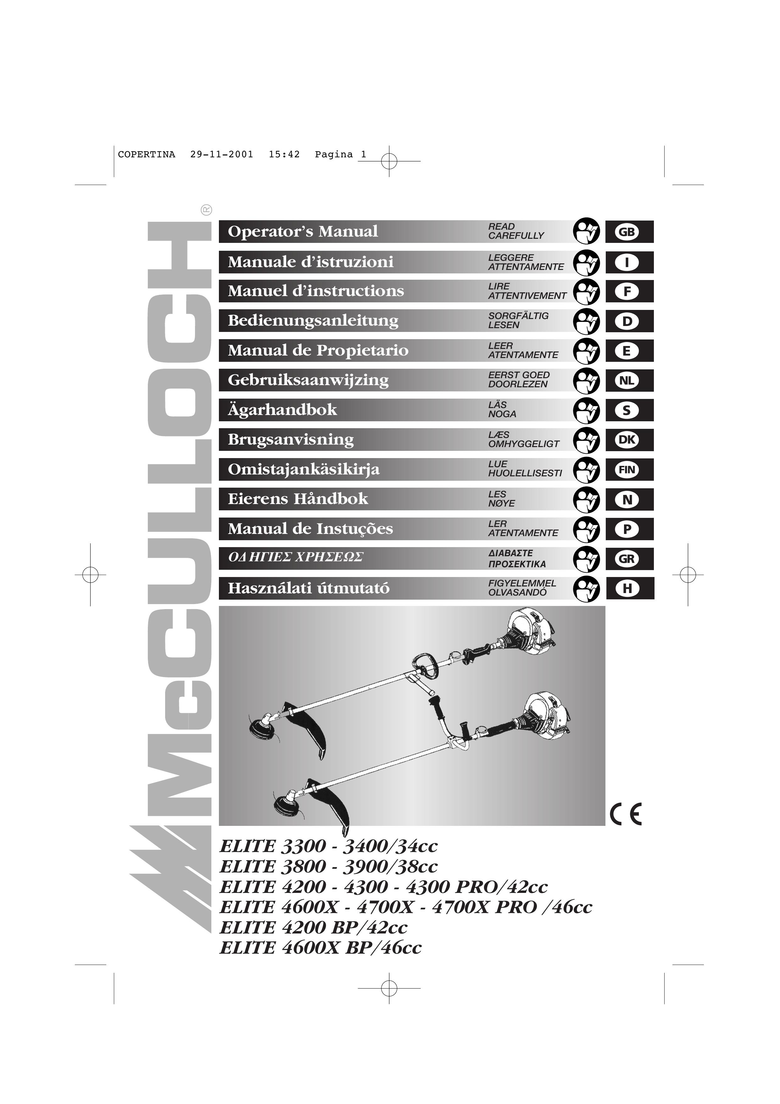 McCulloch 3900/38cc Brush Cutter User Manual