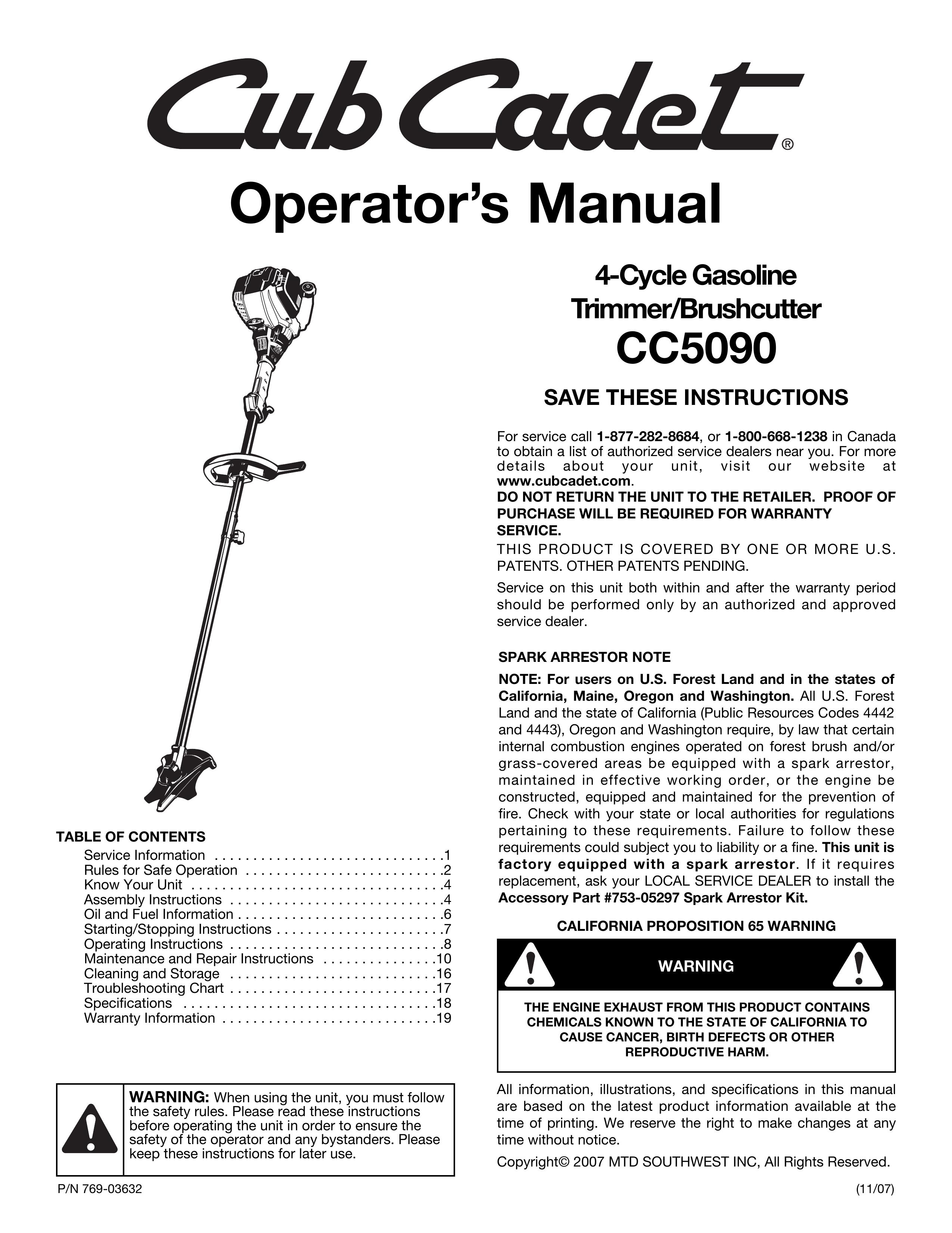 MTD CC5090 Brush Cutter User Manual