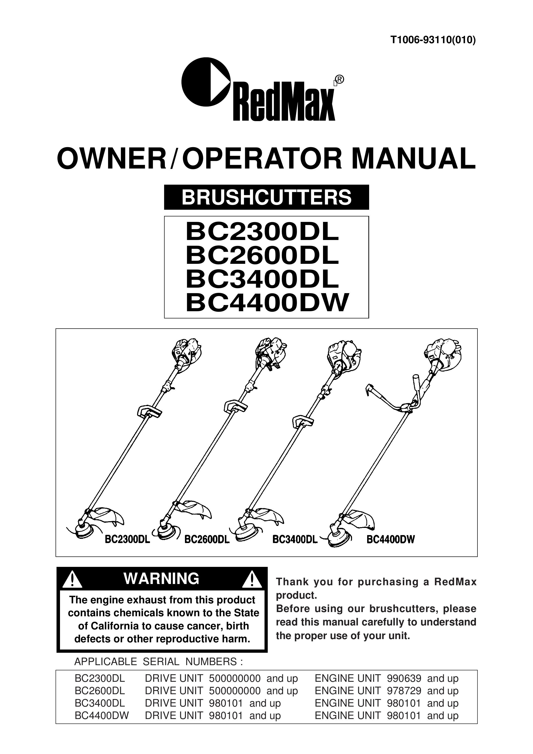 RedMax BC3400DL Brush Cutter User Manual