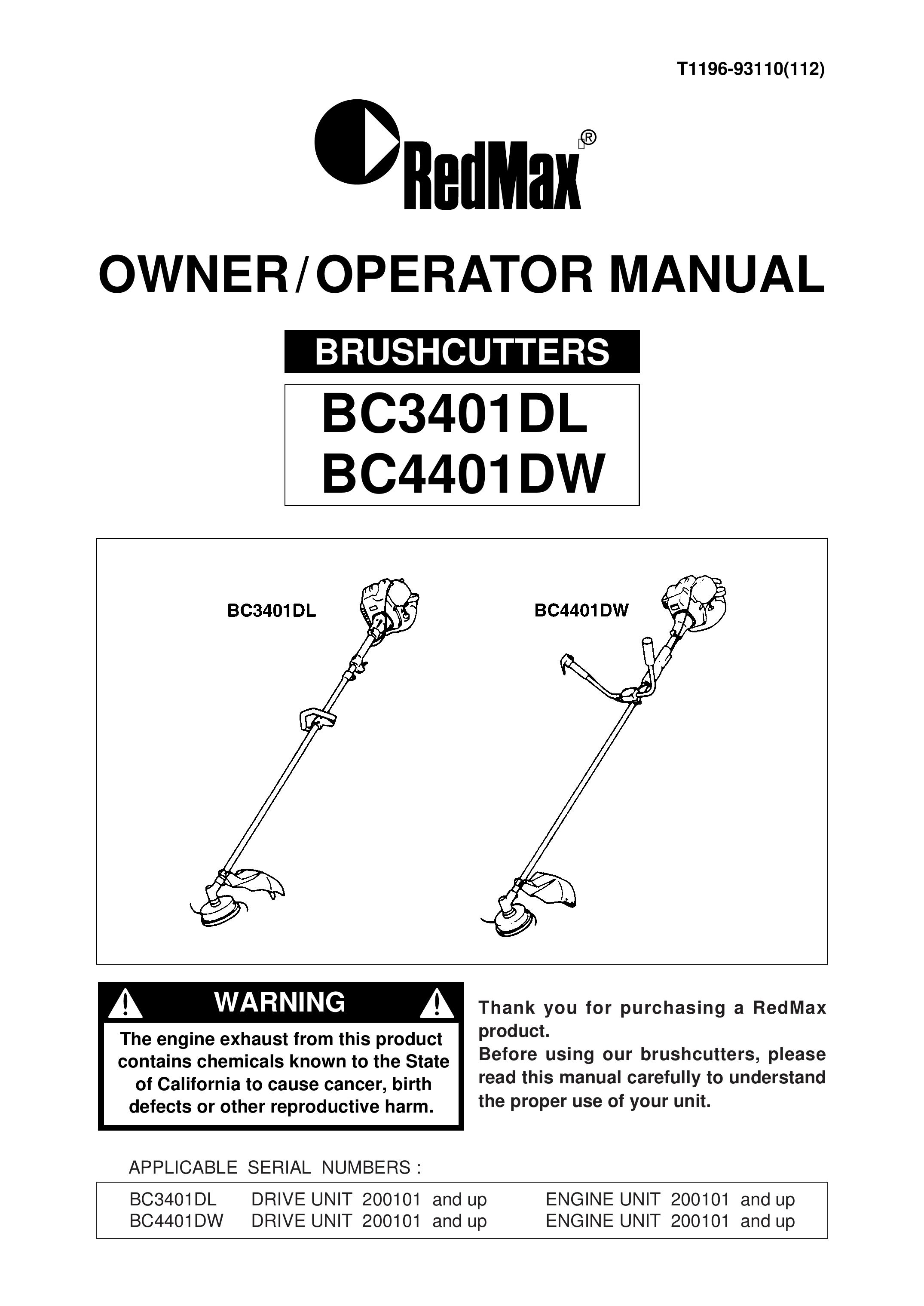 RedMax BC3401DL Brush Cutter User Manual