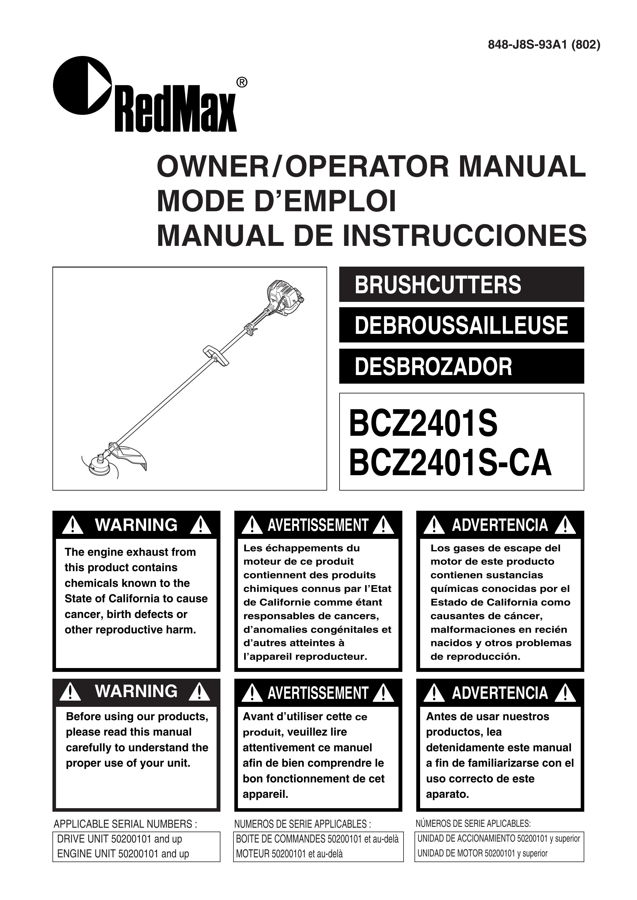 RedMax BCZ2401S-CA Brush Cutter User Manual