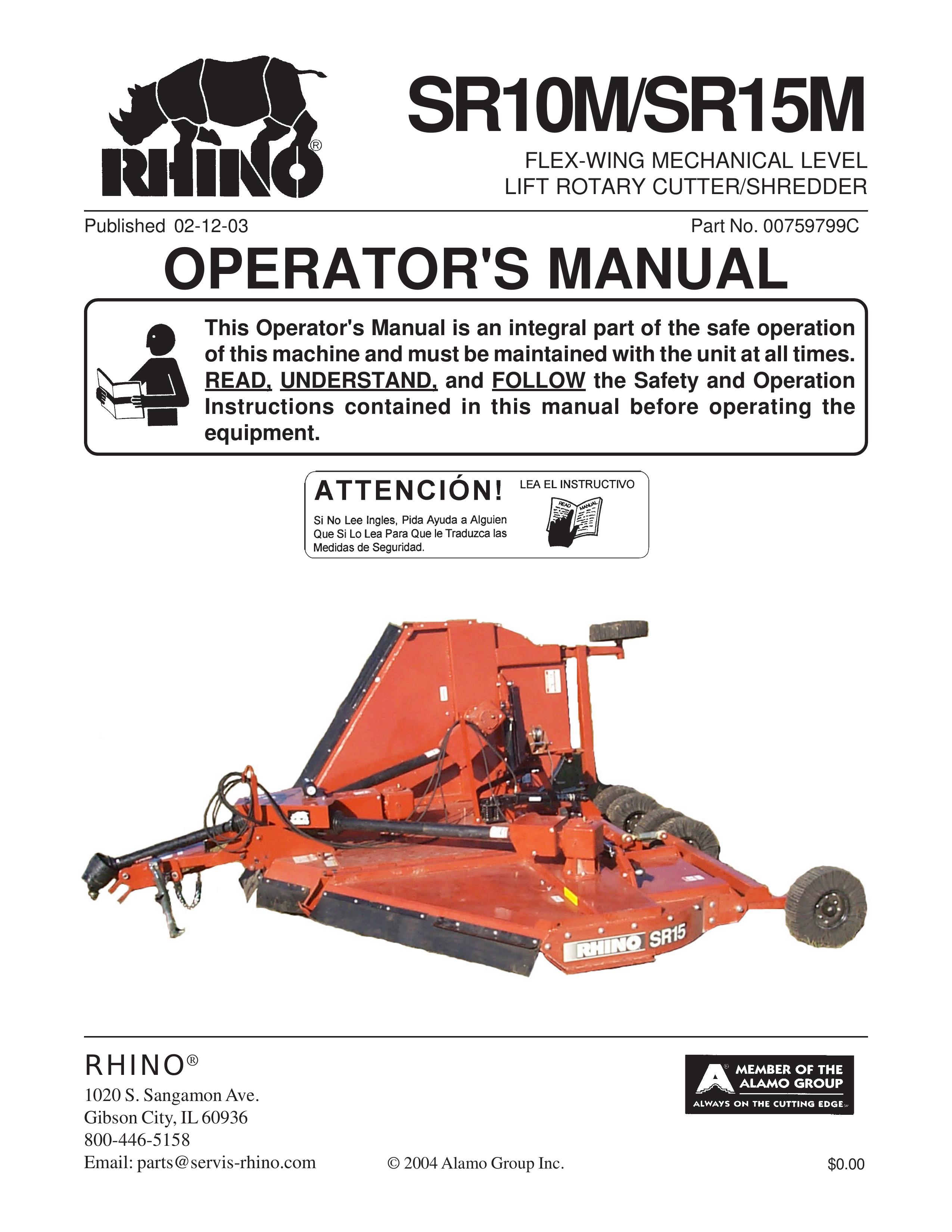 Servis-Rhino SR10M Brush Cutter User Manual