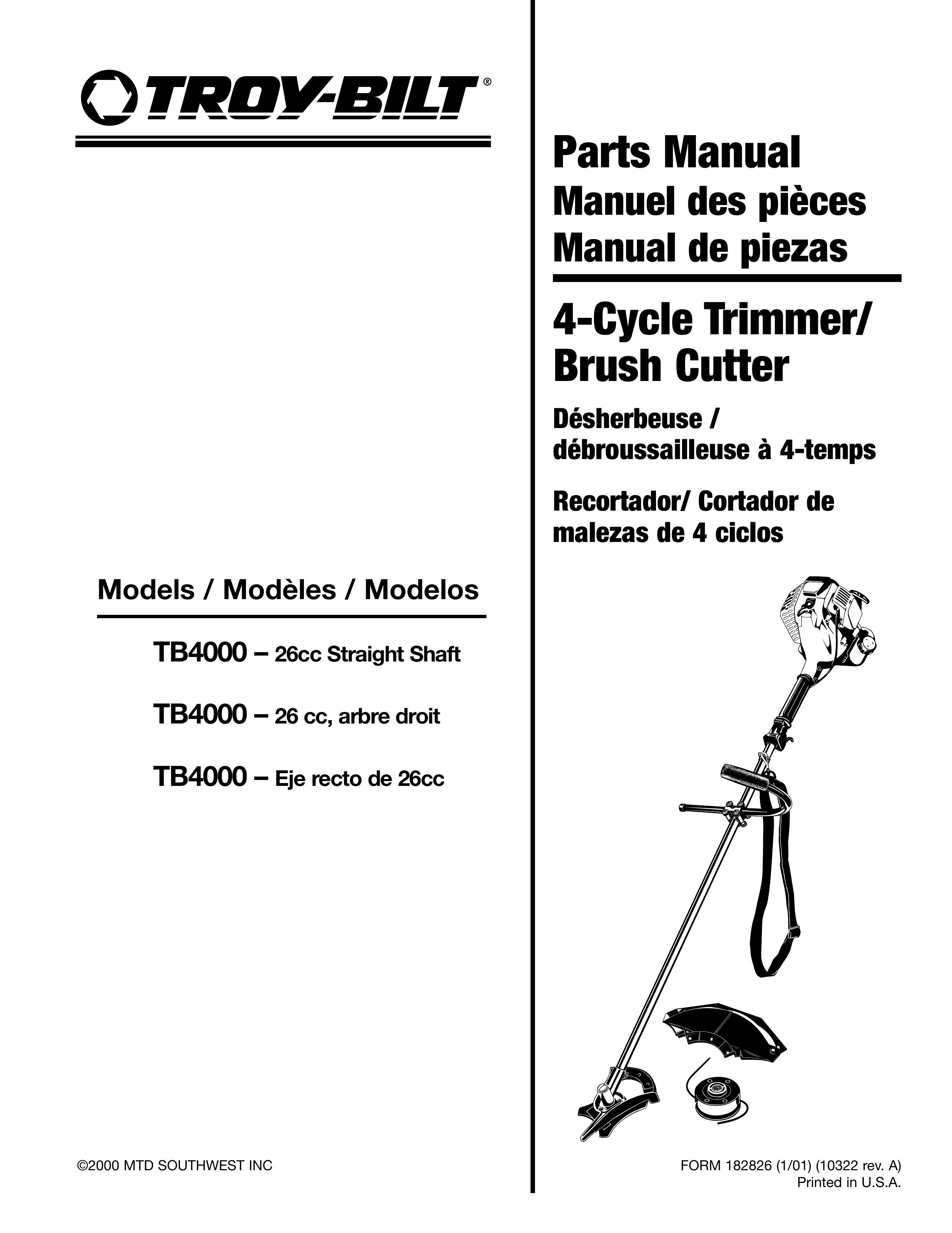 Troy-Bilt TB4000 Brush Cutter User Manual