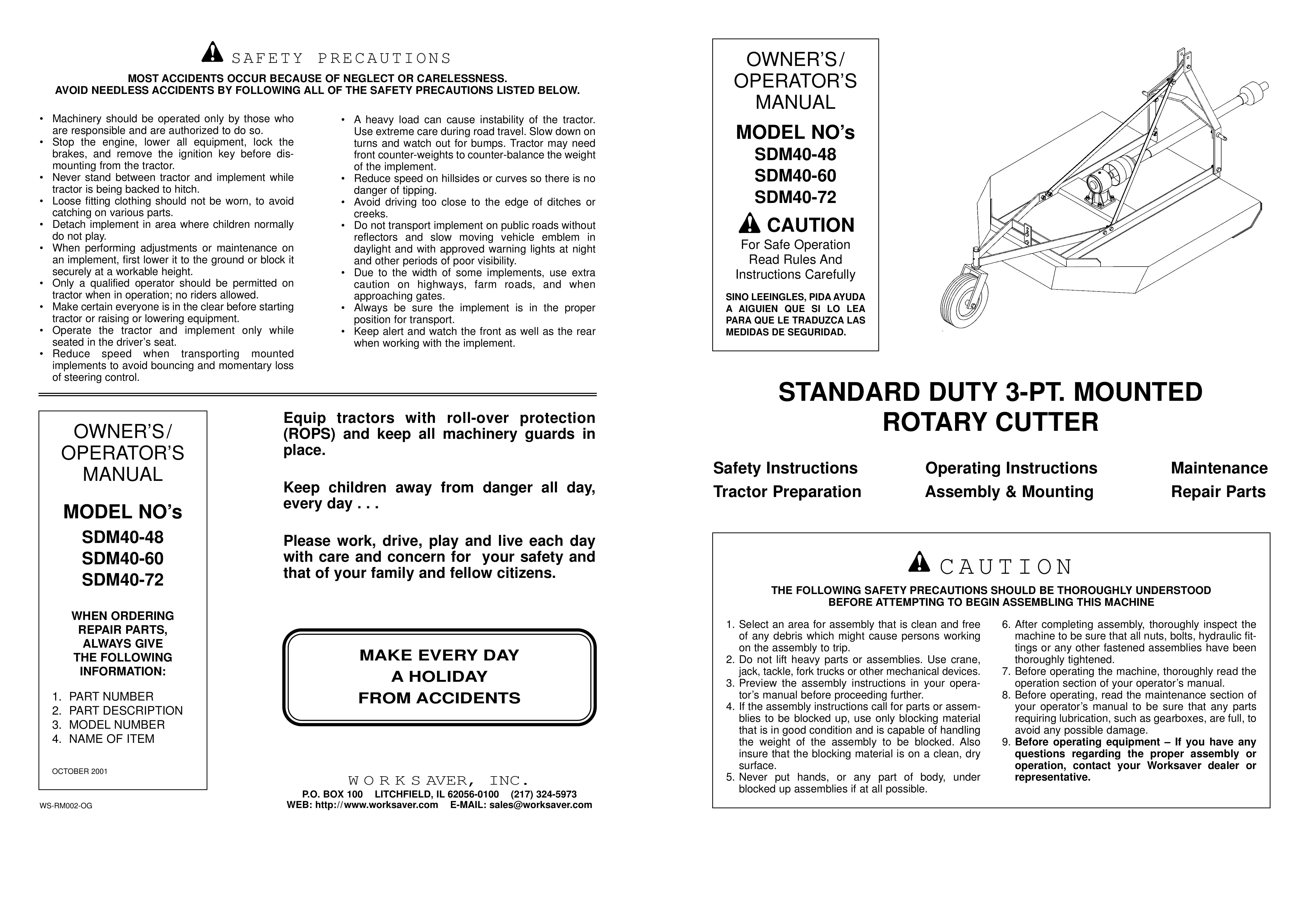 Worksaver SDM40-48 Brush Cutter User Manual