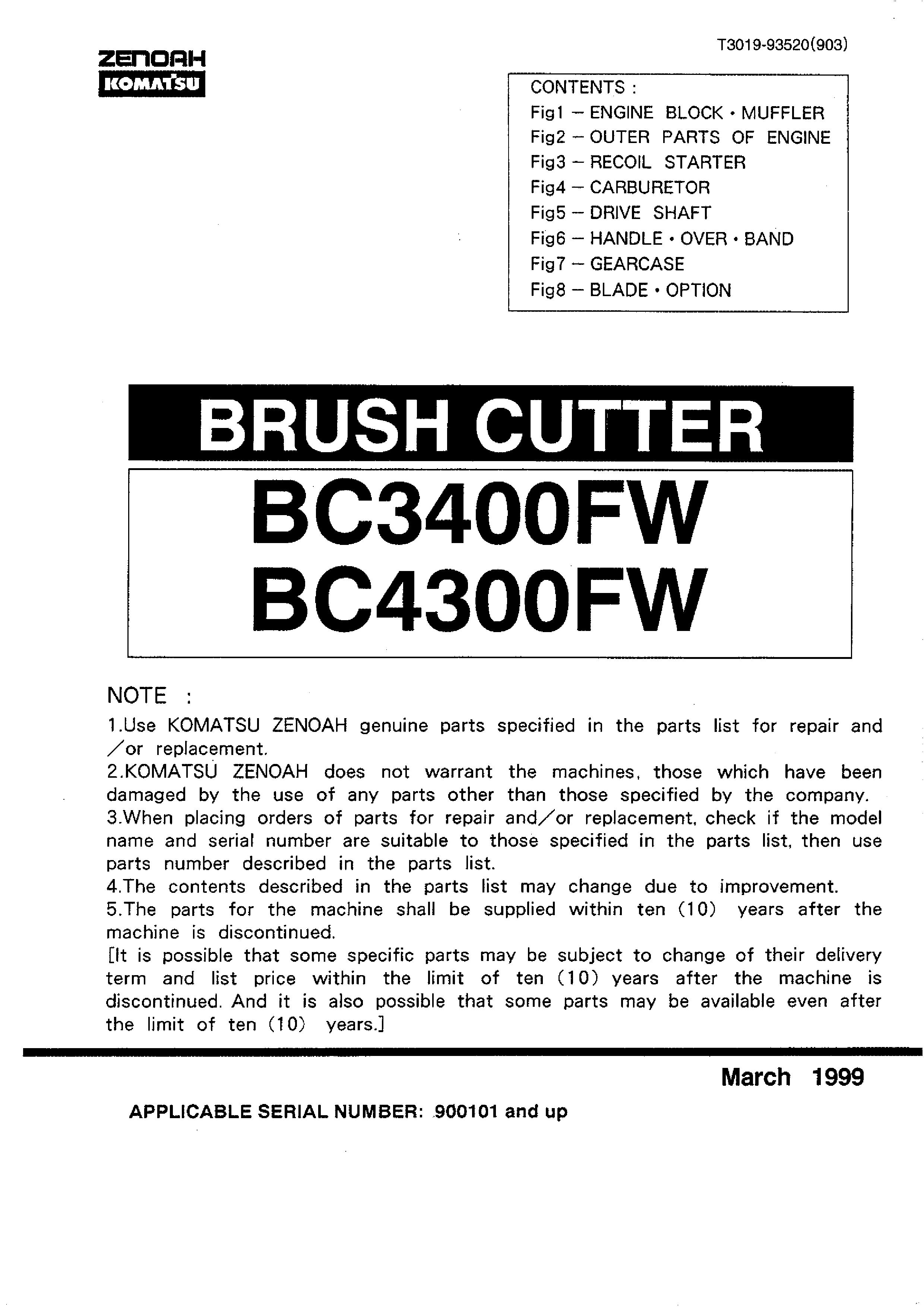 Zenoah BC3400FW Brush Cutter User Manual