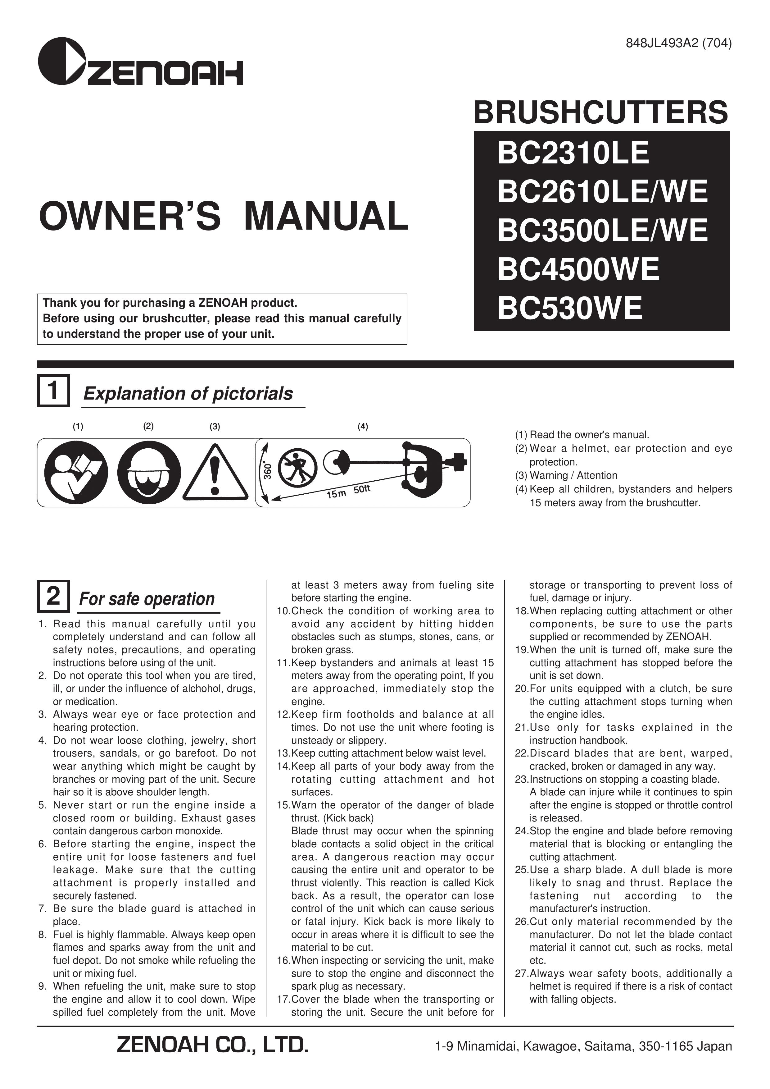 Zenoah BC3500LE/WE Brush Cutter User Manual