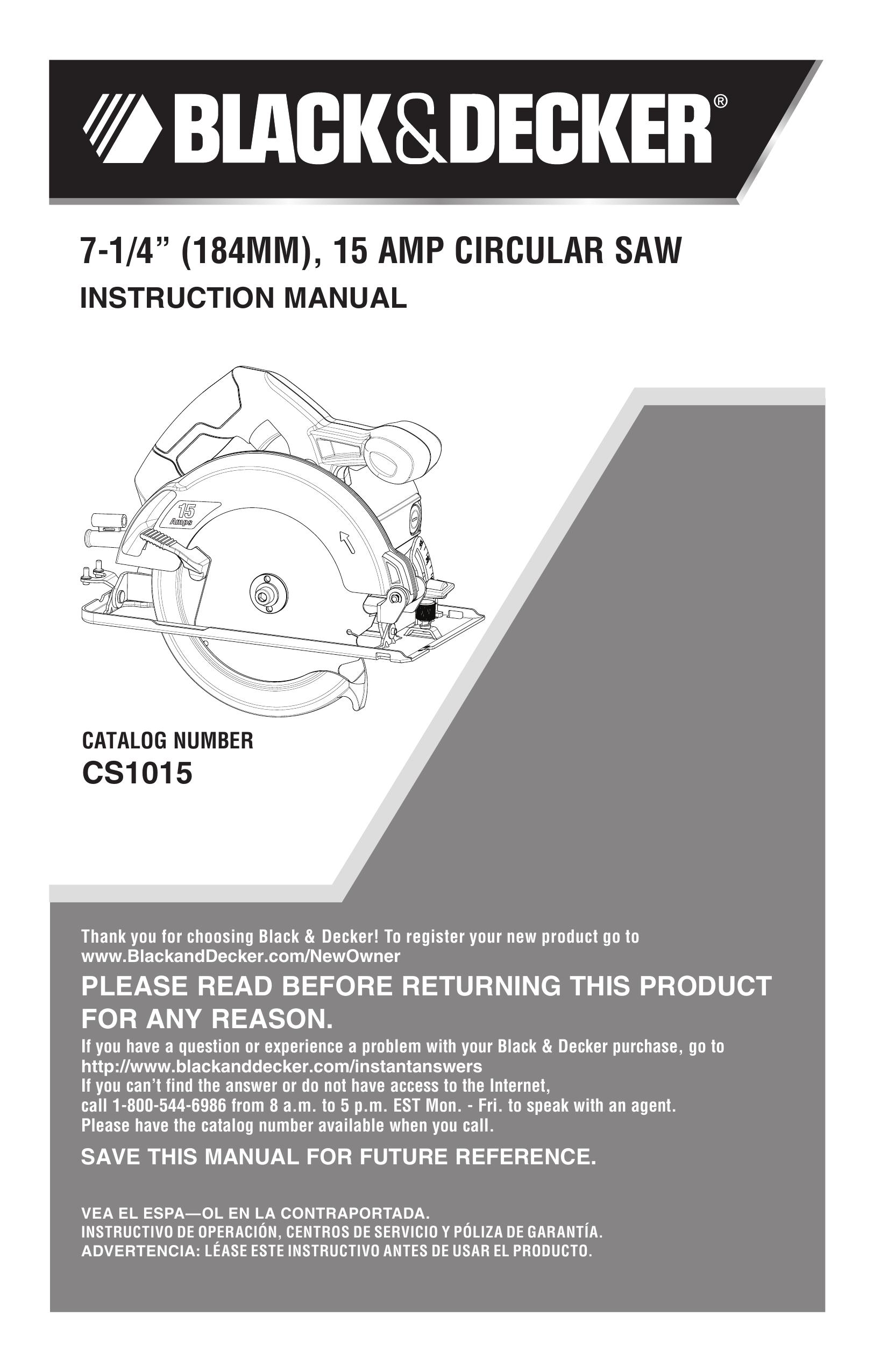Black & Decker CS1015 Chainsaw User Manual
