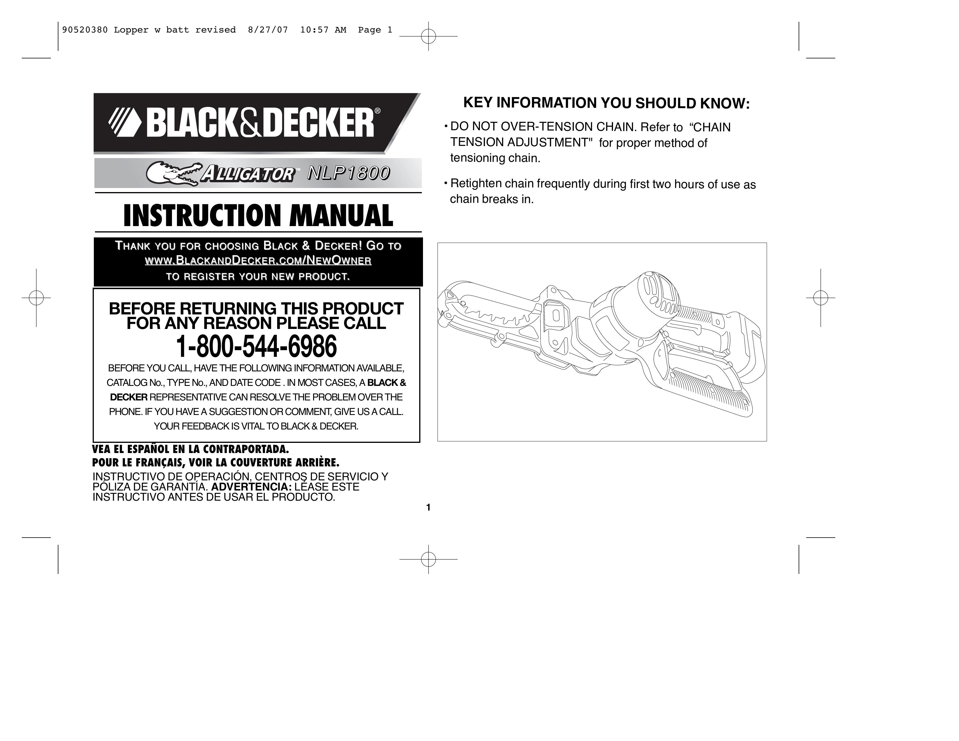 Black & Decker NLP1800 Chainsaw User Manual