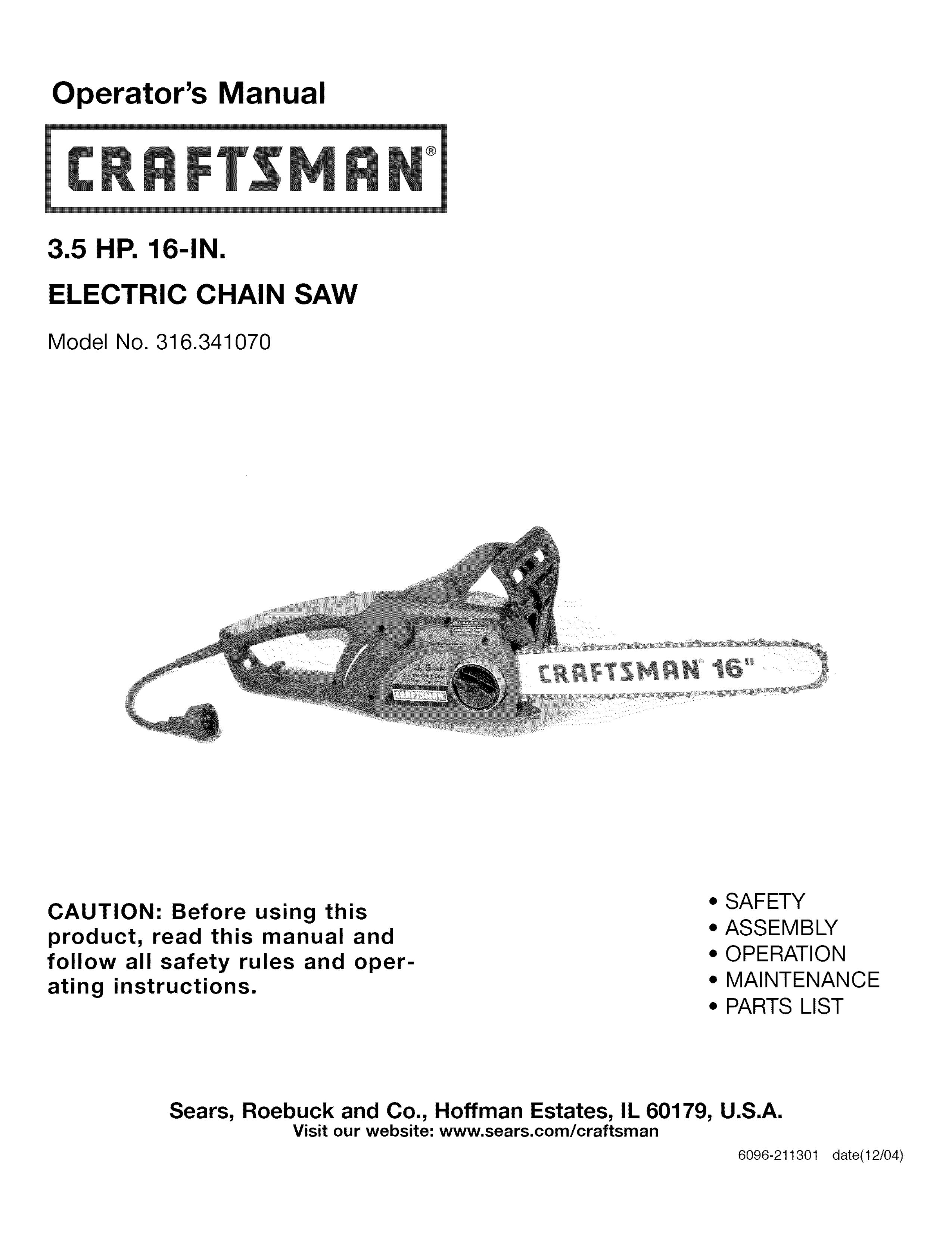 Craftsman 316.34107 Chainsaw User Manual