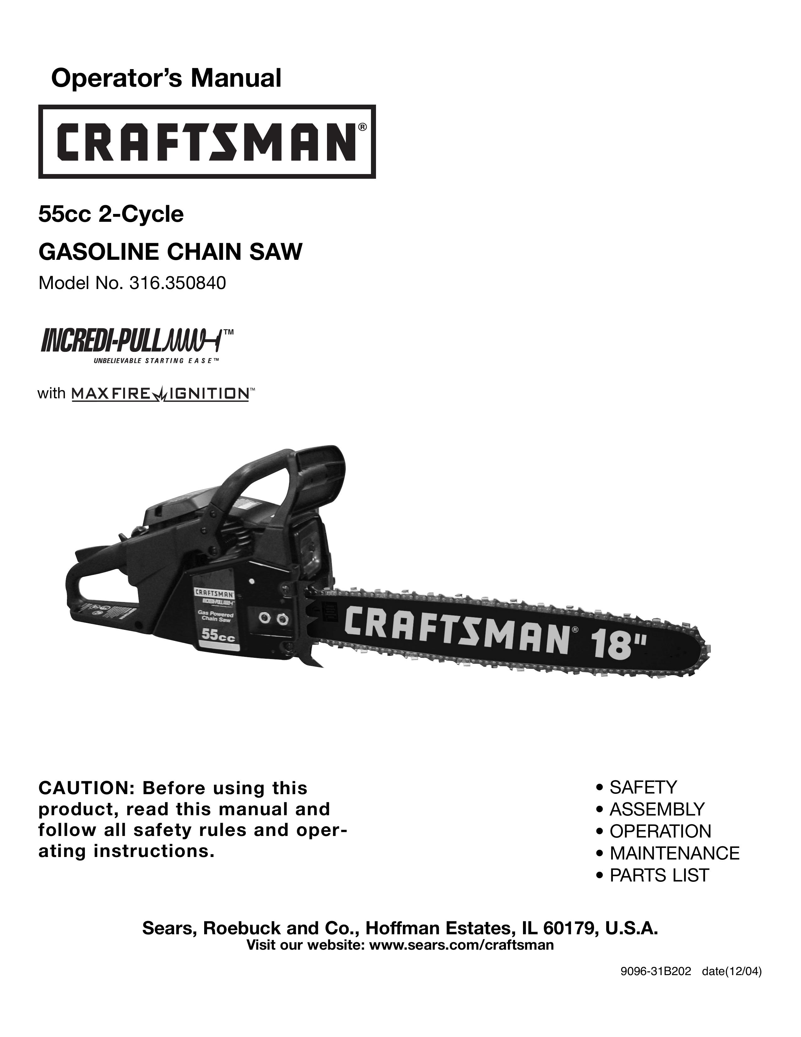 Craftsman 316350840 Chainsaw User Manual