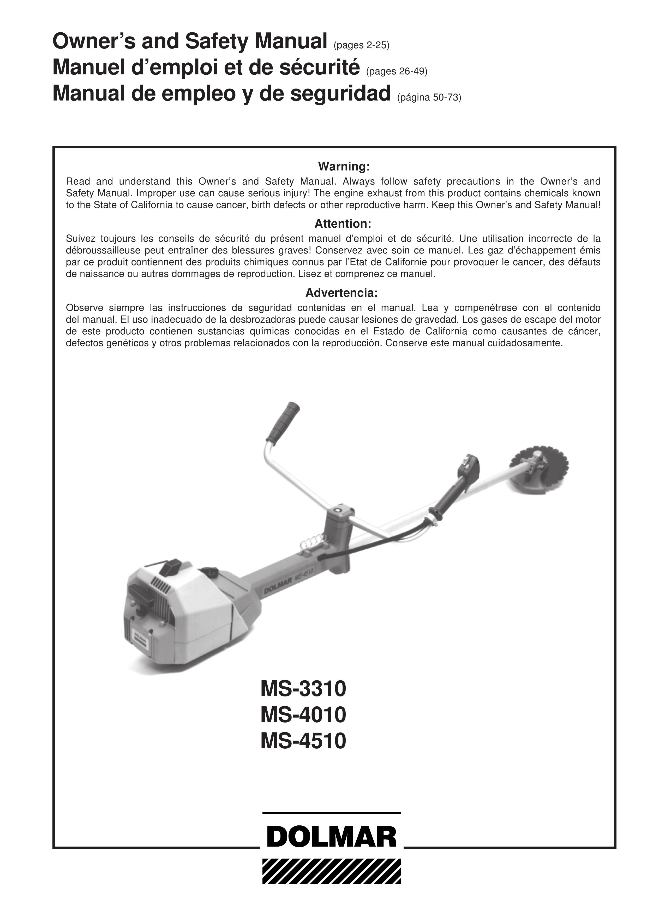 Dolmar MS-3310, MS-4010, MS-4510 Chainsaw User Manual