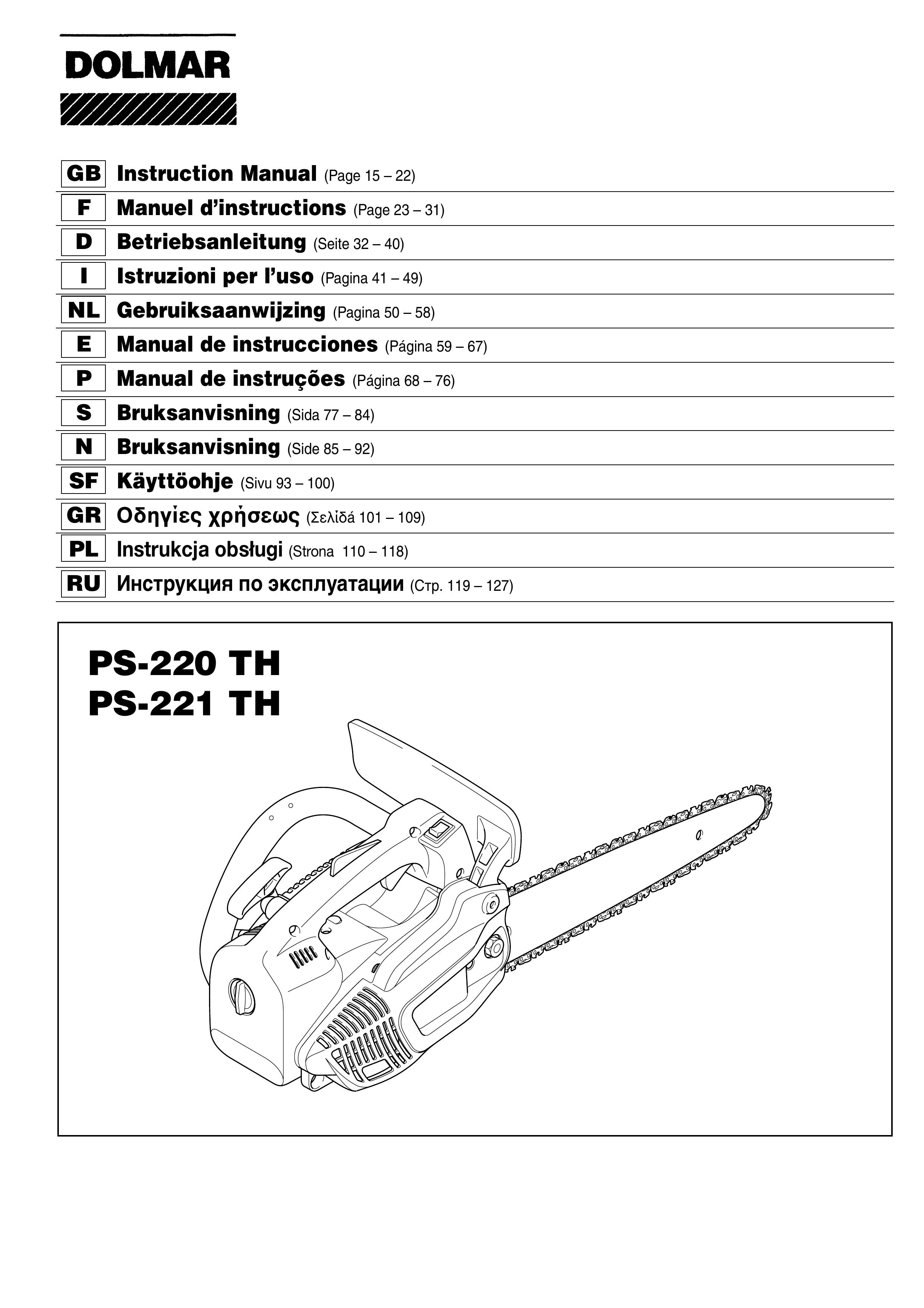 Dolmar PS-220 TH, PS-221 TH Chainsaw User Manual