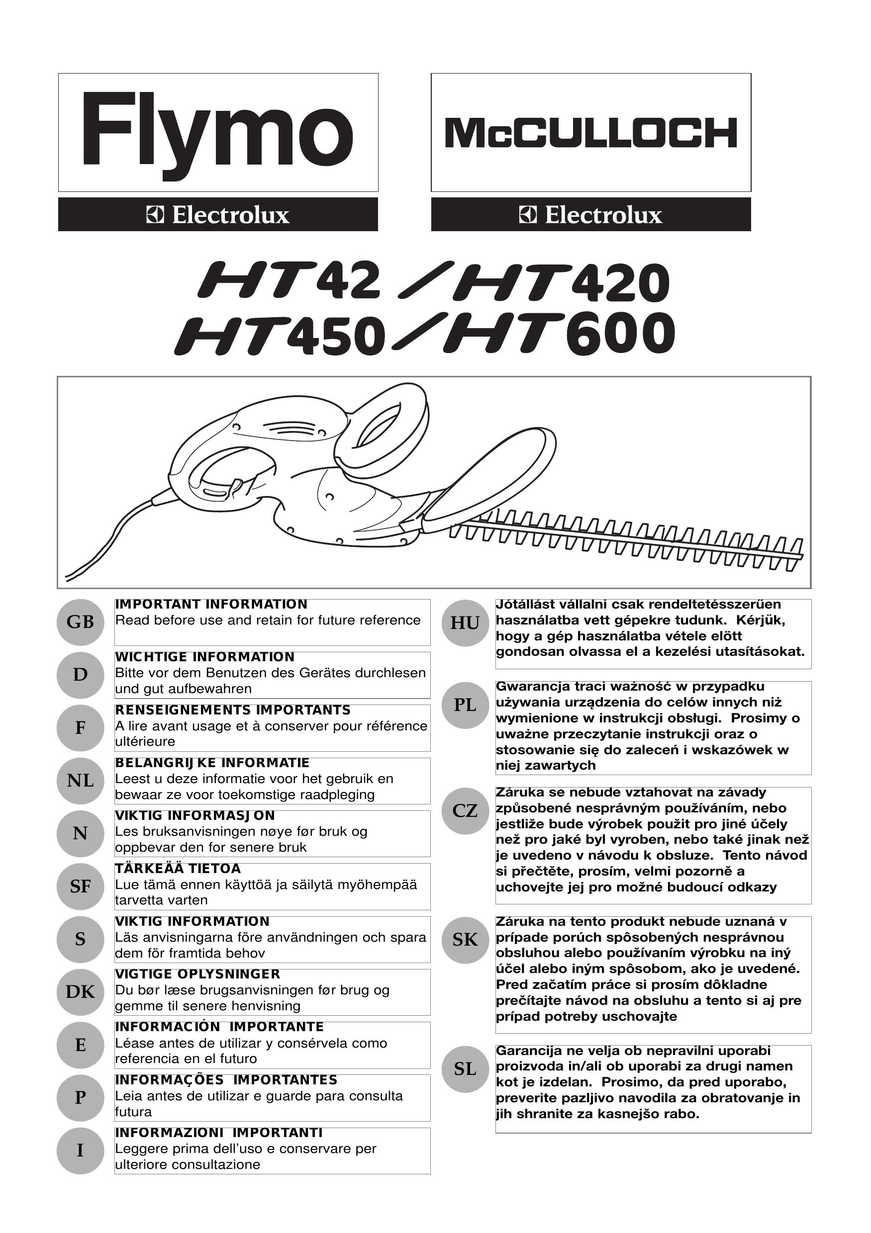 Flymo HT42 Chainsaw User Manual