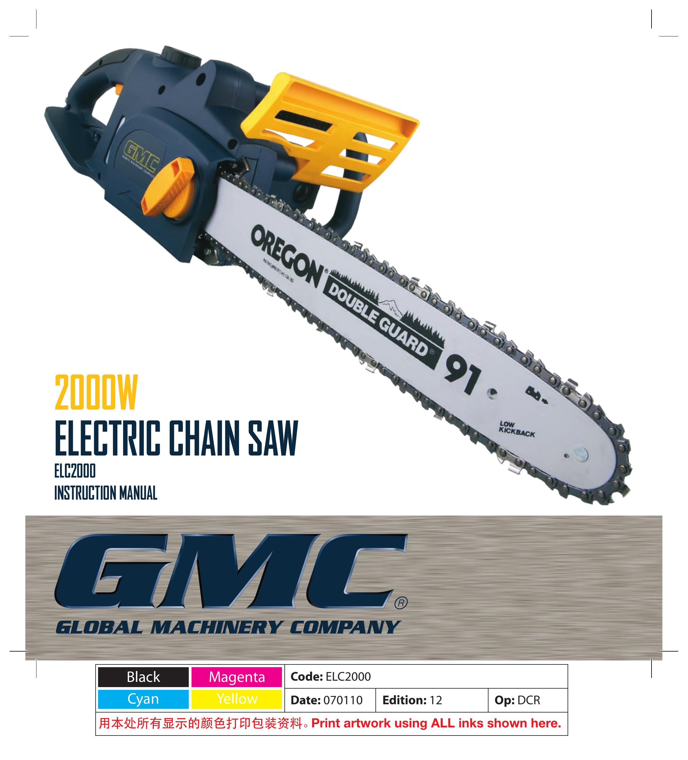 Global Machinery Company ELC2000 Chainsaw User Manual