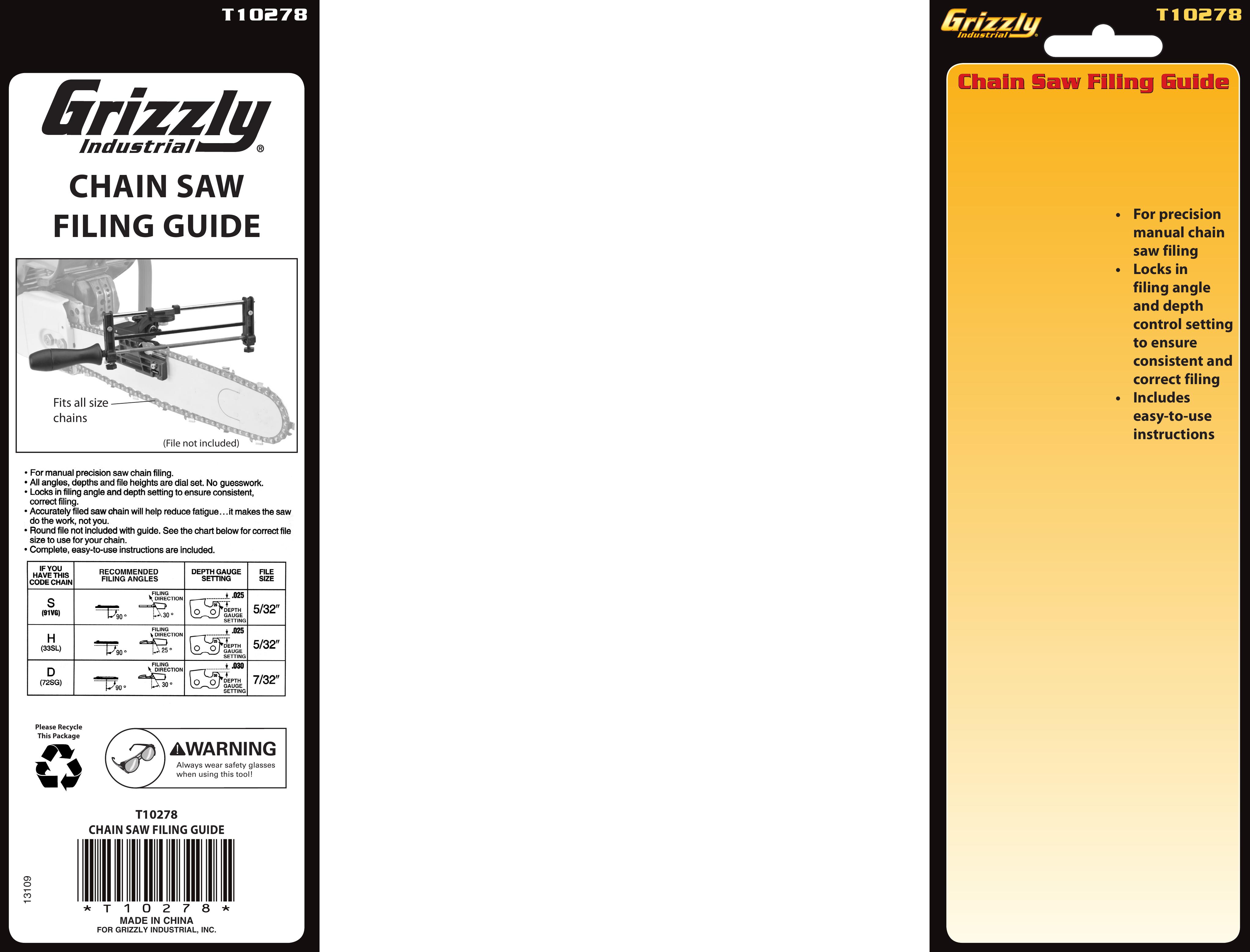 Grizzly T10278 Chainsaw User Manual
