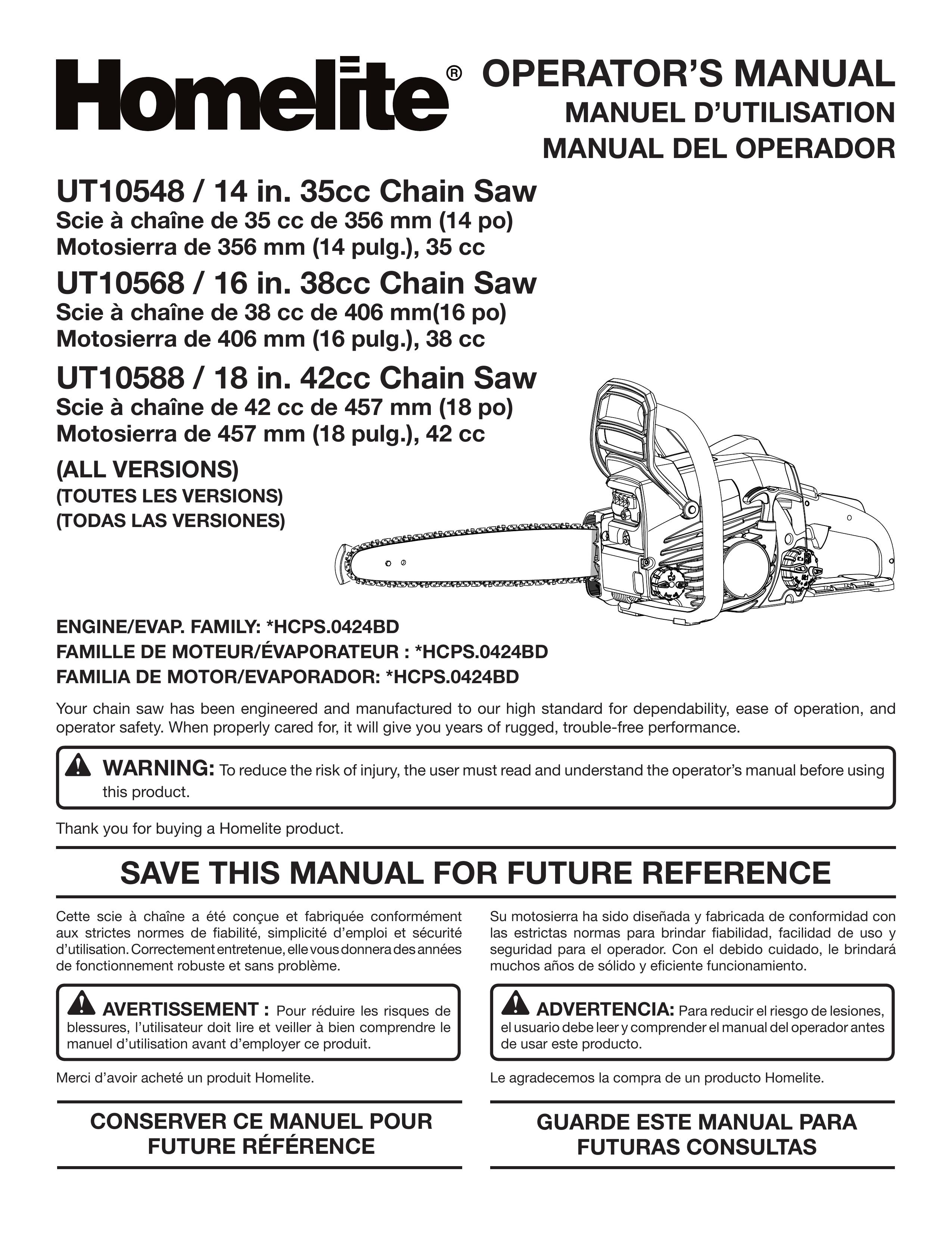 Homelite UT10548 Chainsaw User Manual