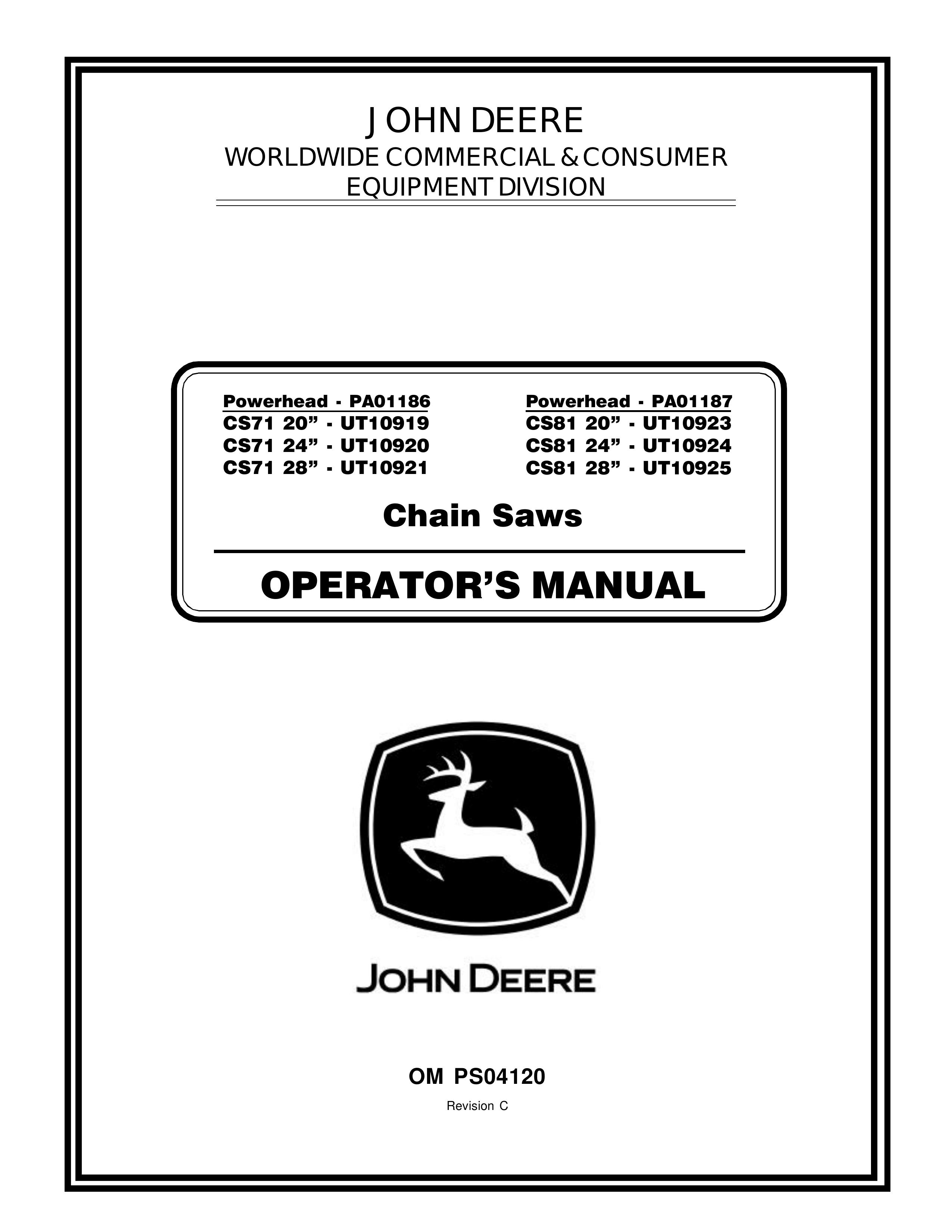 John Deere CS71 - UT10919, CS71 - UT10920, CS71 - UT10921, CS81 - UT10923, CS81 - UT10924, CS81 - UT10925 Chainsaw User Manual