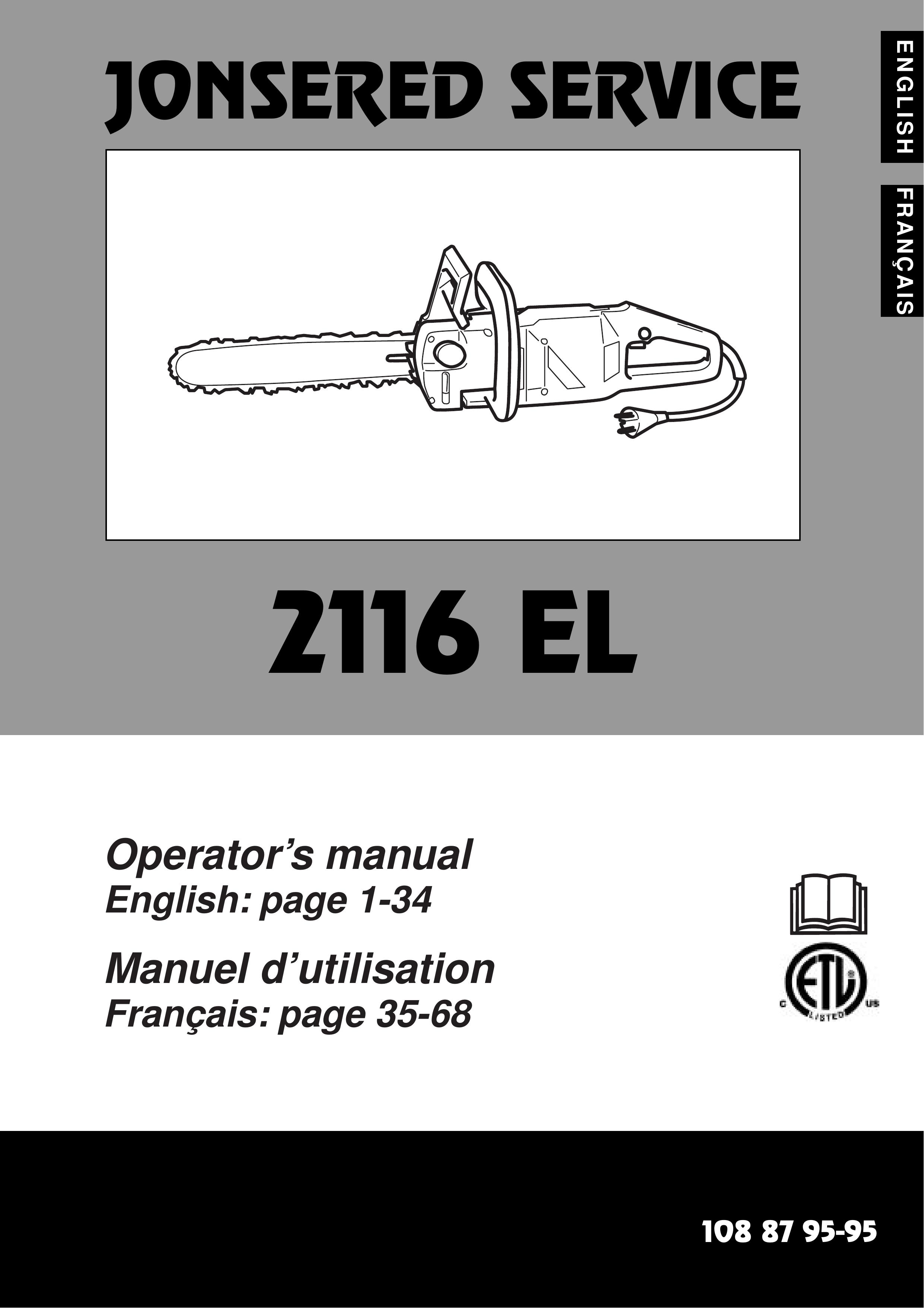 Jonsered 2116 EL Chainsaw User Manual