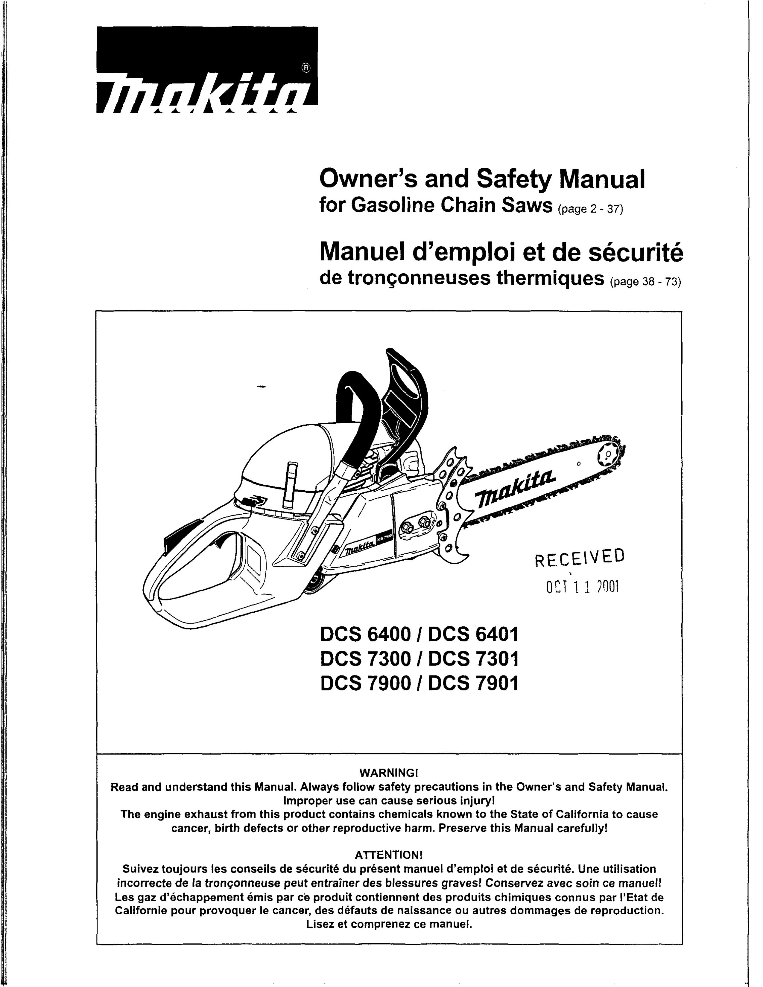 Makita DCS 6400 Chainsaw User Manual